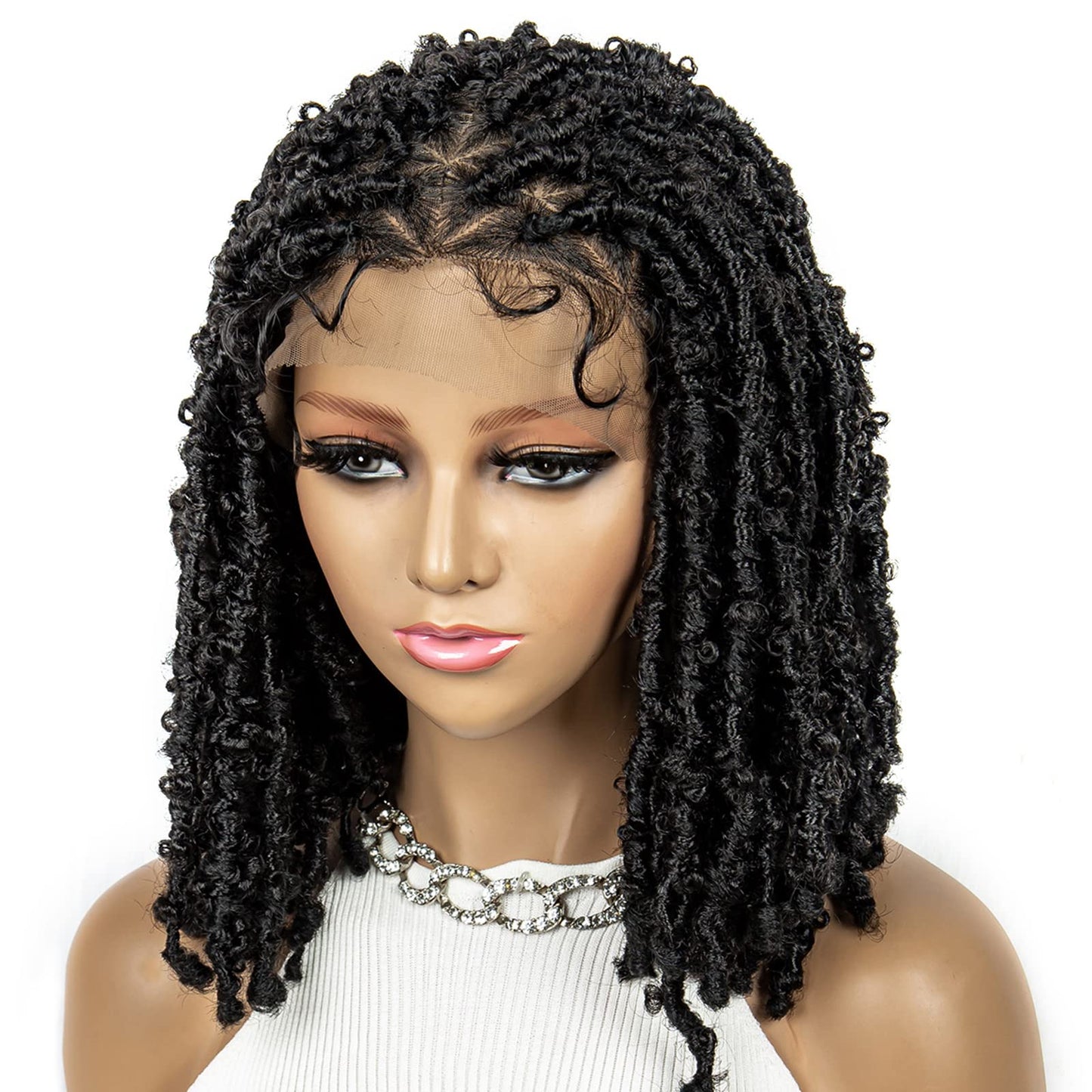 sedittyhair Braided Wigs for Black Women Double Full Lace Knotless Box Short Bob Dreadlock Braided Wigs Synthetic Lace Front Braided Wigs with Baby Hair Handmade Braided Wigs 14 inches (1B Color)