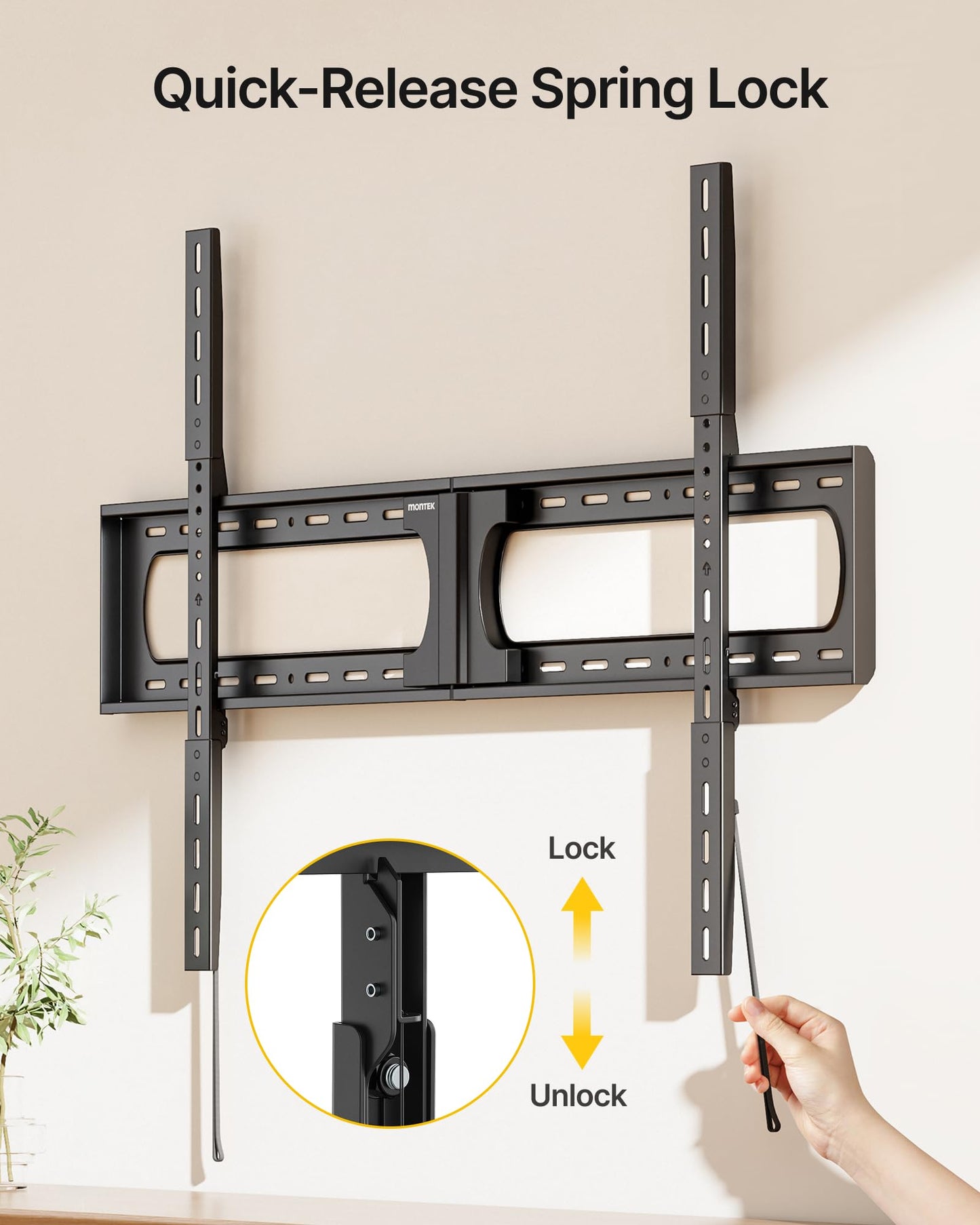 monTEK Heavy Duty XXL Fixed TV Wall Mount for 37–140" Flat & Curved TVs up to 300 lbs, 4× Load Tested, 1.25" Ultra Slim Low Profile Bracket, Fits 16"/18"/24" Wood Studs,VESA 1200×800mm