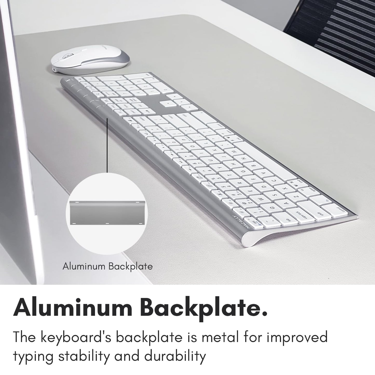 Macally Premium Bluetooth Keyboard and Mouse for Mac | Compatible Apple Wireless Keyboard and Mouse Combo (110 Keys Multi-Device Rechargeable) Keyboard Mouse for MacBook Pro/Air and iMac
