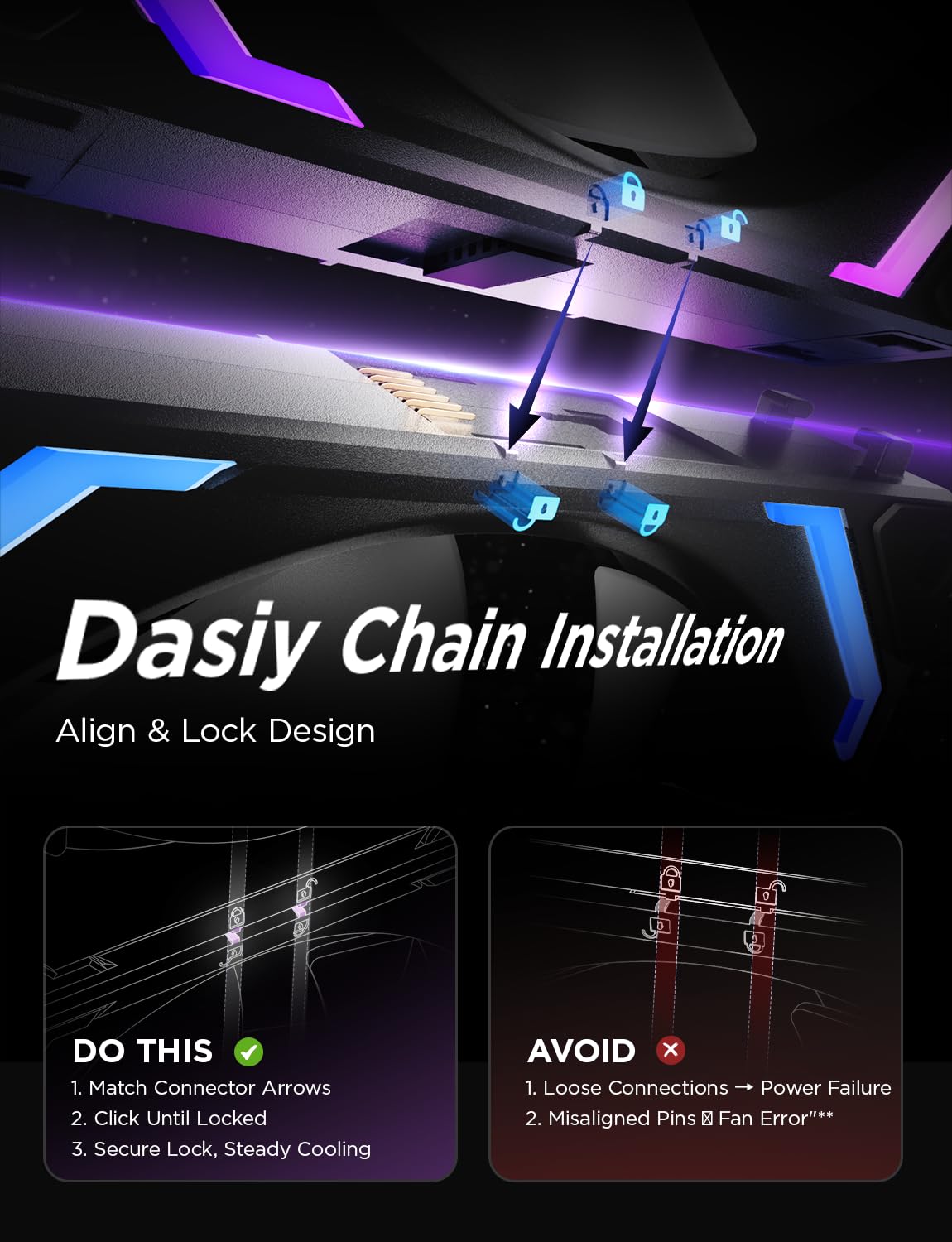 AsiaHorse COSMIQ-RE-Black 120mm Case Fan, Infinity Mirror FDB Reverse Fan with 5V 3-PIN Connector and Small Controller, Daisy Chain PWM PC RGB Fans for Cases CPU Liquid Coolers, 3Pack