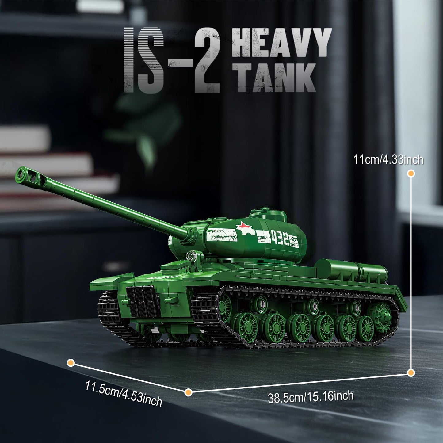 Brihappen Tanks Building Set for Adult Boys 14+ (1402 Pieces), Military World Classic IS-2 Heavy Tank Building Toy Home Office Collection Model, Birthday Gifts for Building Blocks Lover
