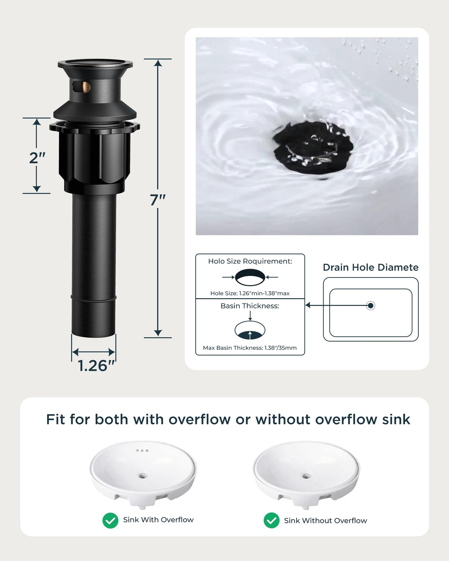 FORIOUS Matte Black 3 Hole Brass Vintage Farmhouse Bathroom Faucet, 8 Inch Widespread Bathroom Faucets 2 Cross Handles with Metal Pop Up Drain and Supply Hoses, for RV Vanity