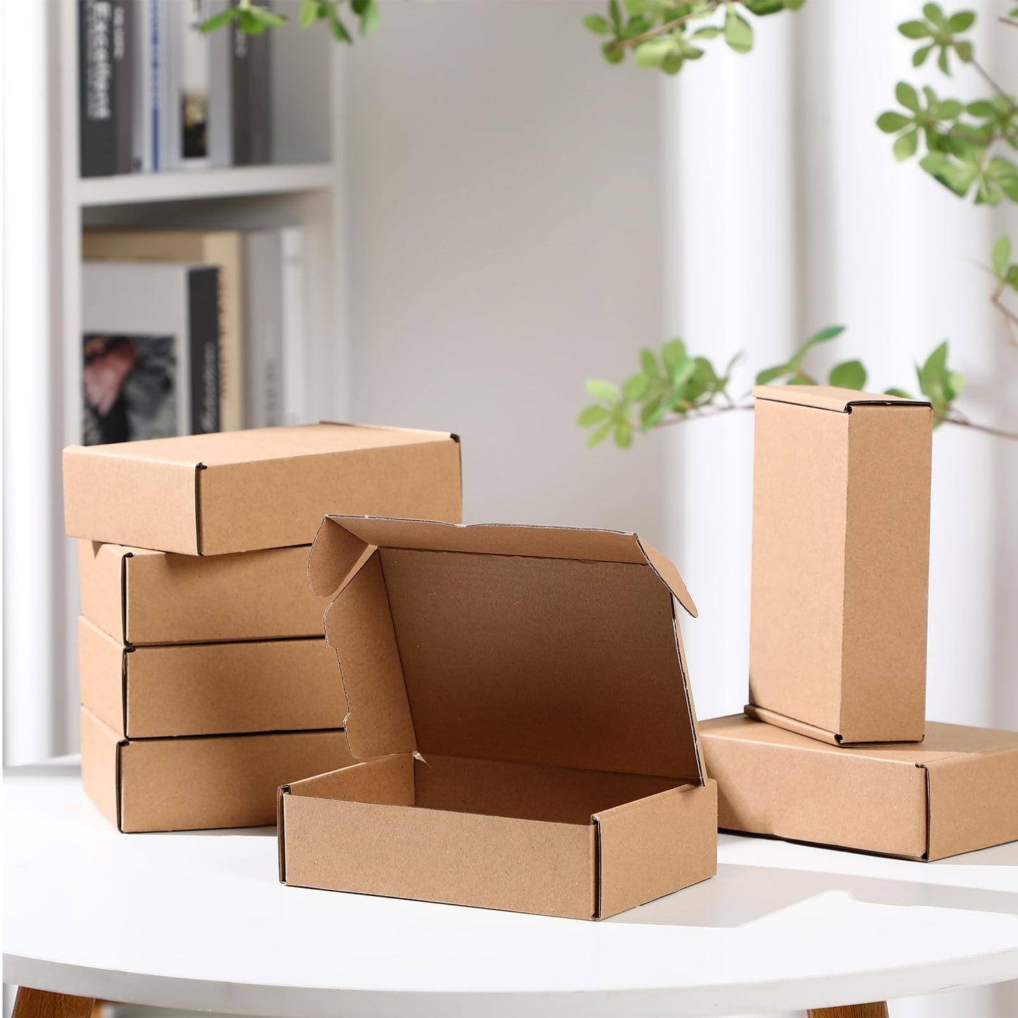 Qilery 100 Pcs 5.91 x 3.94 x 1.57 Inches Shipping Boxes Cardboard Gift Corrugated Cardboard Brown Boxes Mailer Packaging for Mailing Small Business Present