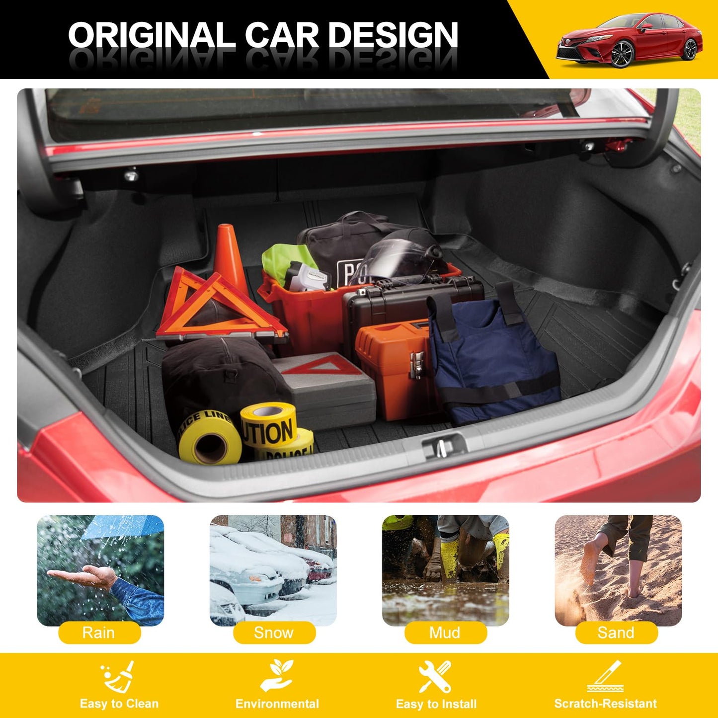 JTYZSM Trunk Mat for 2018-2025 Toyota Camry & 2019-2022 Toyota Avalon Rear Cargo Mat All Weather Protector Trunk Liner for 18-25 Camry Hybrid/L/LE/SE/TRD/XLE/XSE &19-22 Avalon Accessories
