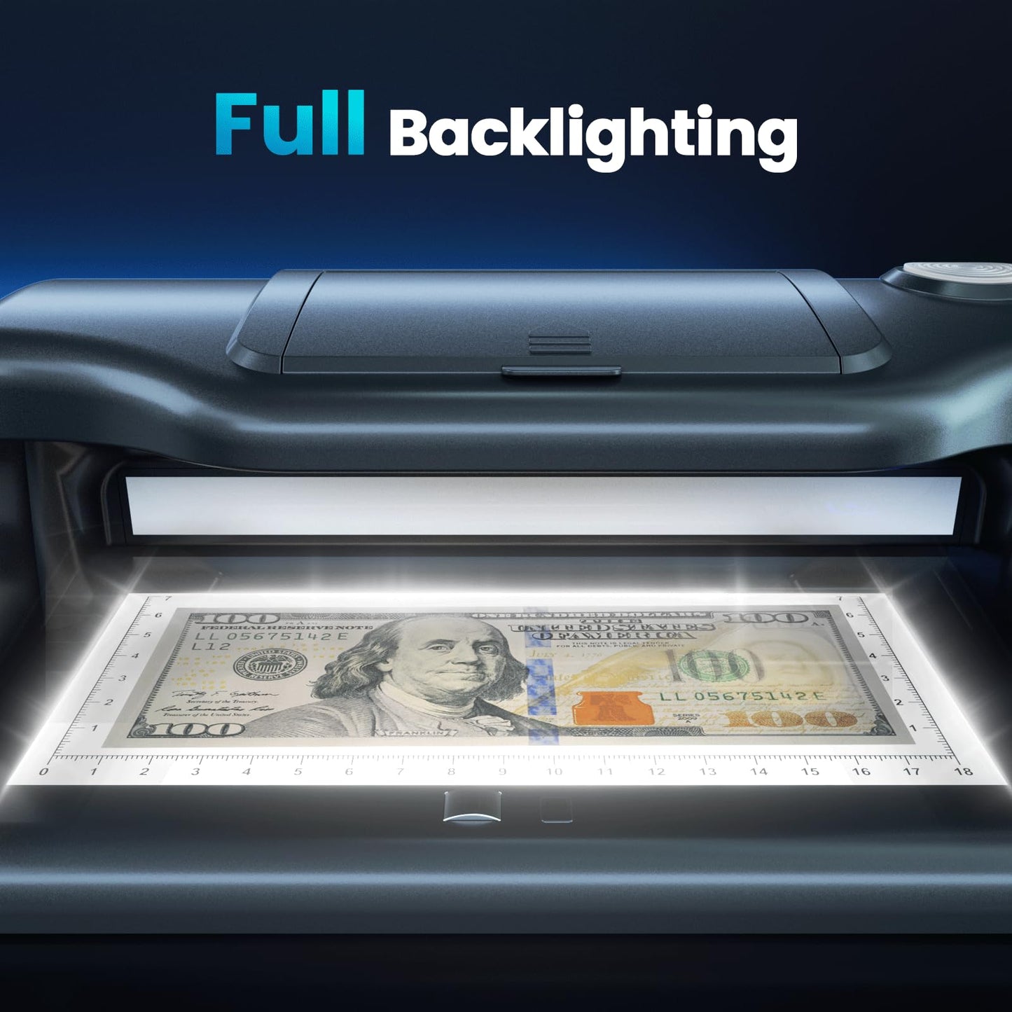 Aneken AL-18 Counterfeit Bill Detector with Dual LED UV Light, 4 Easy Tests of Security Strip, Watermark, Ink, Magnifying, Counterfeit Money Detector Machine, Money Checker of All Currency & Cards