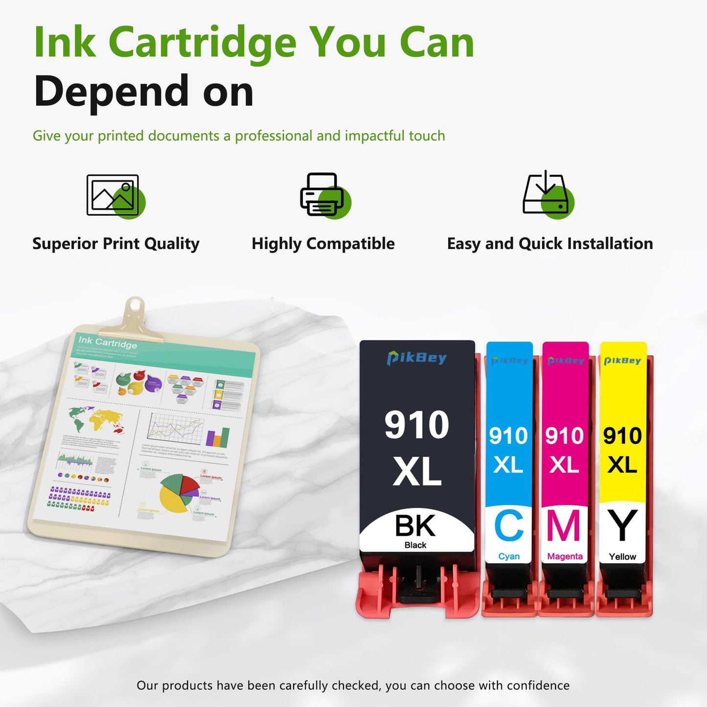 910XL High Yield Ink Cartridges Compatible 910XL Ink Cartridges Replacement for OfficeJet 8010 8015 8018 8022 Pro 8020 8025 8028 8030 8035 Printer (4-Pack, Black/Cyan/Magenta/Yellow)
