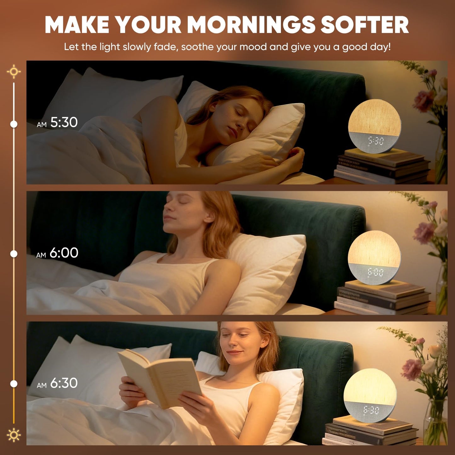 Stillstorm Hatch Alarm Clock, Fabric Dimmable Night Light for Heavy Sleepers, Sunrise Wake Up Light, White Noise Machine for Baby, Dual Alarm Function 30 Sleep Sounds, with 17 Light Effects