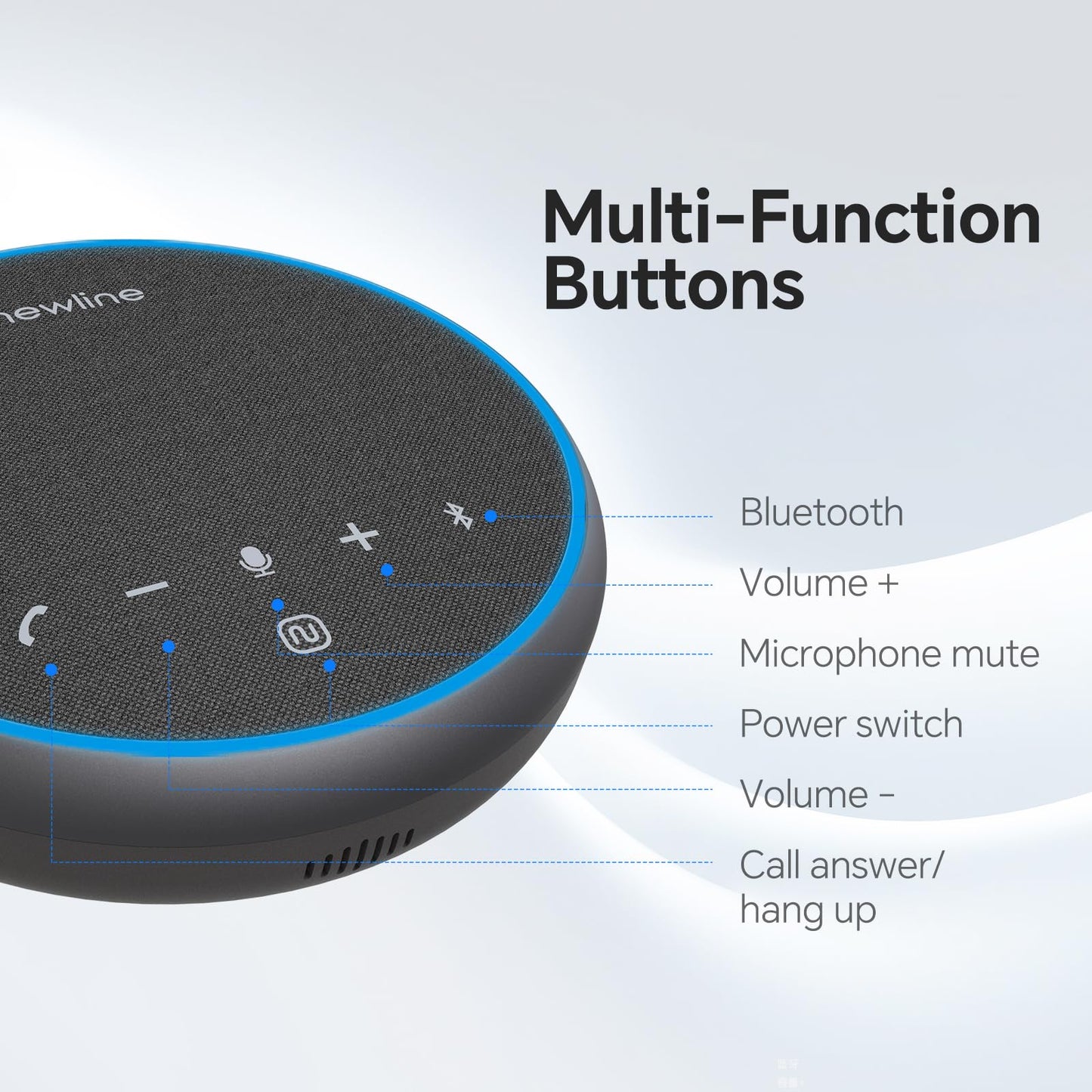 N newline Conference Speaker and Microphone, Bluetooth Speaker with Microphone, 360° Voice Pickup, AI Noise Reduction, Dual Connectivity, USB C Conference Room Microphone for Meetings, NewPie