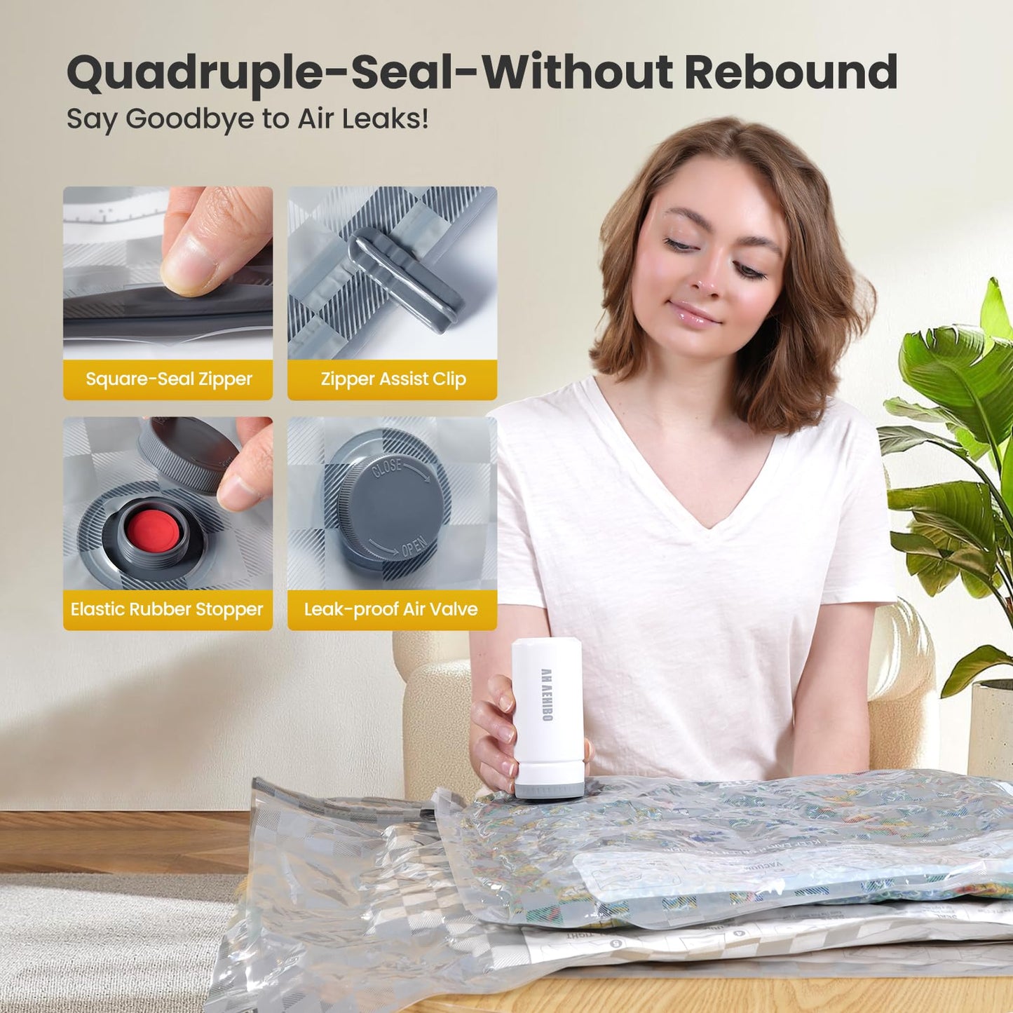 Vacuum Bags for Travel with Rechargeable Digital Display air Pump,15 PCS Combo Travel Size Vacuum Seal Bags for Luggage and Suitcase,Space Saver for Clothes,Home Storage