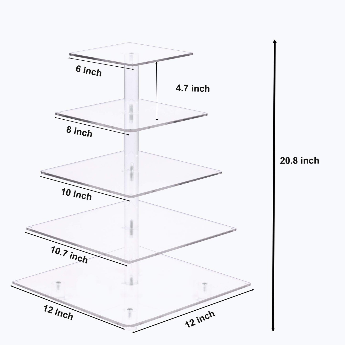 YestBuy Cupcake Stand - Premium Cupcake Holder - Acrylic Cupcake Tower Display - Cady Bar Party Décor - 5 Tier Acrylic Display for Pastry + LED Light String - Ideal for Weddings, Birthday Parties