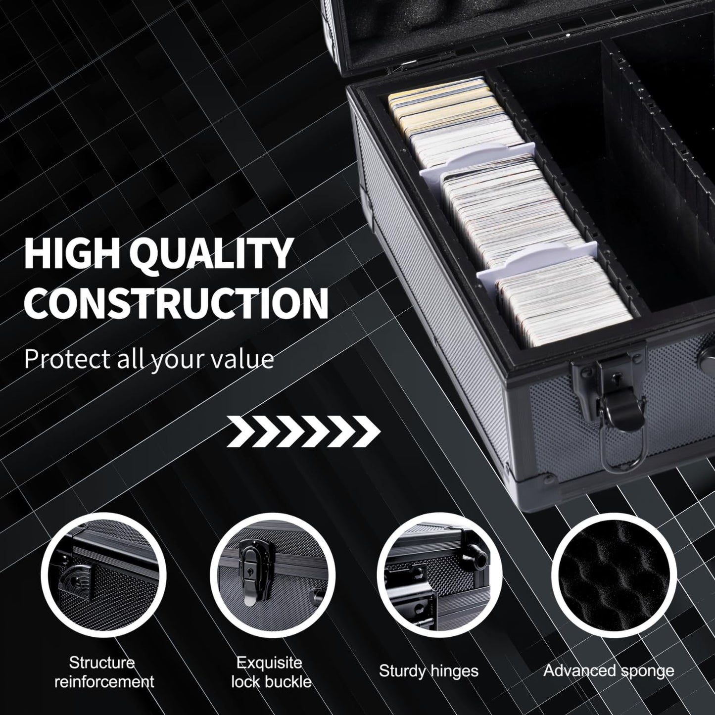 KUOOKING Premium Trading Card Storage Box Holds 3750 Cards with Adjustable Dividers and Durable Acid-Free Plastic, Ideal for MTG, TCG, Sports Cards