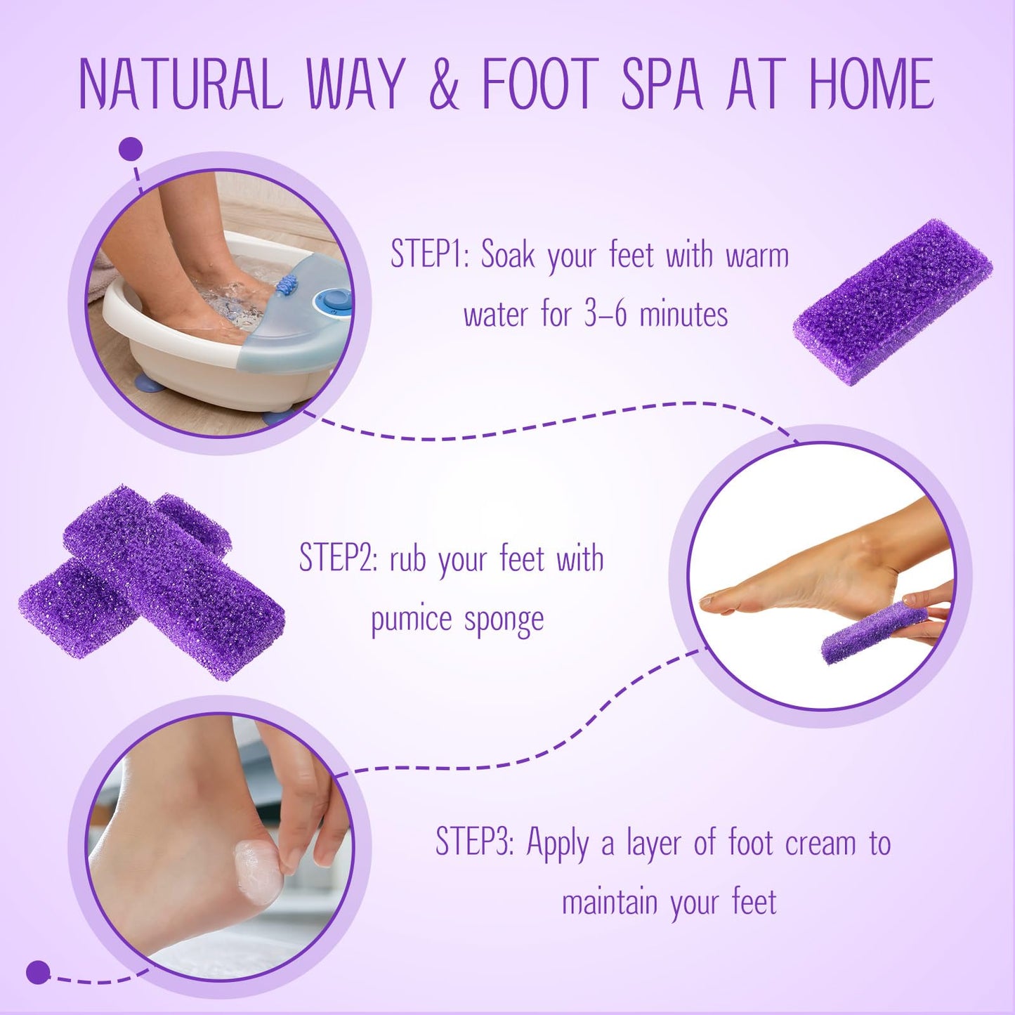 Batiyeer 600 Pcs Pumice Stone Bulk for Feet Scrubber Dead Skin Disposable Pedicure Pumice Stone Foot Shower Scrubber for Heel Cuticle Callus Remover Bath Spa,3.15 x 1.34 x 0.47 Inch(Purple)