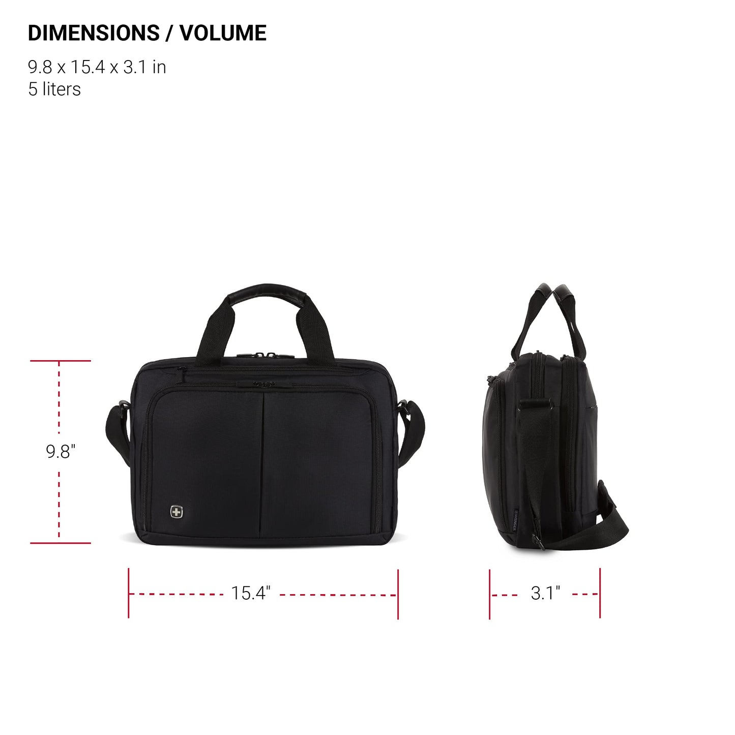 Wenger Luggage Source Padded Organizer Briefcase with Scratch Protection, Black, 14-inch (601366)