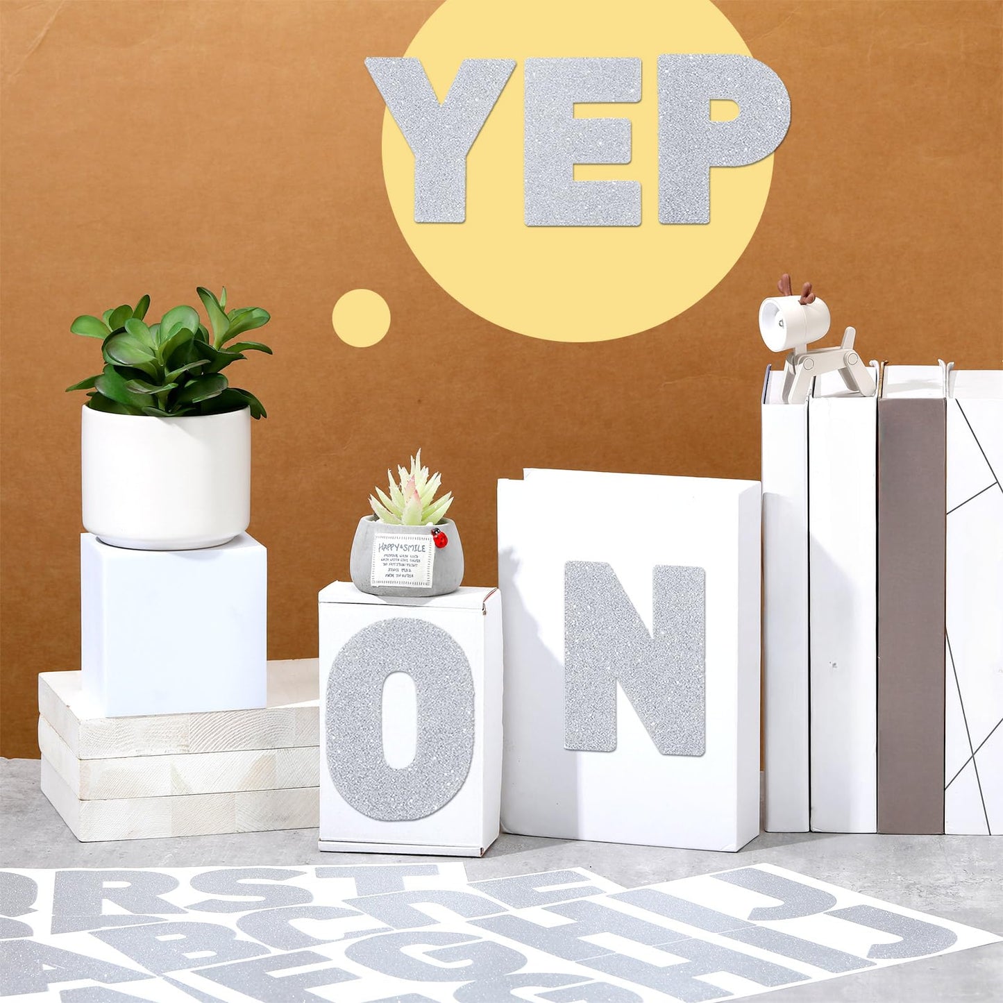Harloon 232 Pcs 24 Sheets Large Glitter Letter Stickers Big Font Alphabet Letter Stickers Self Adhesive Letters Kit Mailbox Stickers for Mailbox Bulletin Boards Classroom Home Decor (Silver,4 Inch)