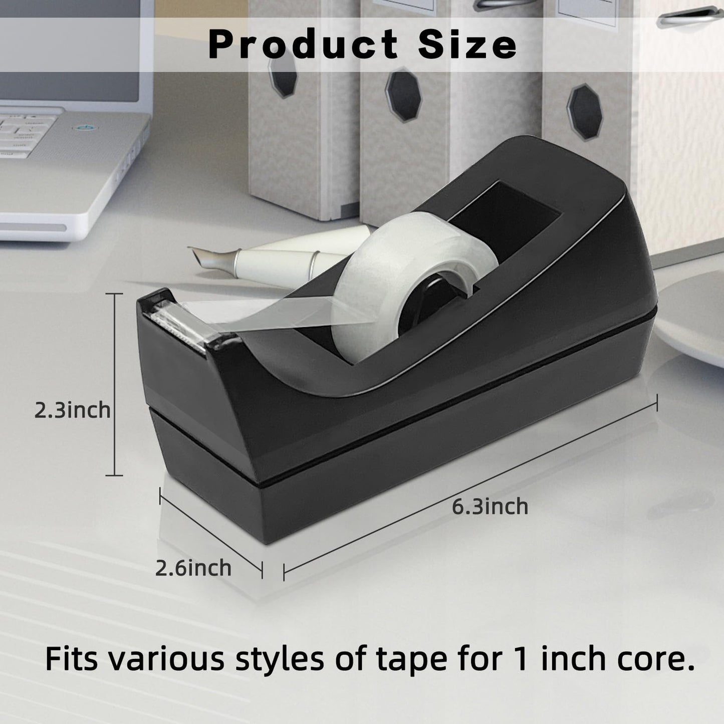 Ayearparty 10 Pack Desktop Tape Dispenser Bulk Black Tape Roll Dispenser Non Skid Base Desk Tape Holder for Office School Home (Tape Not Included)