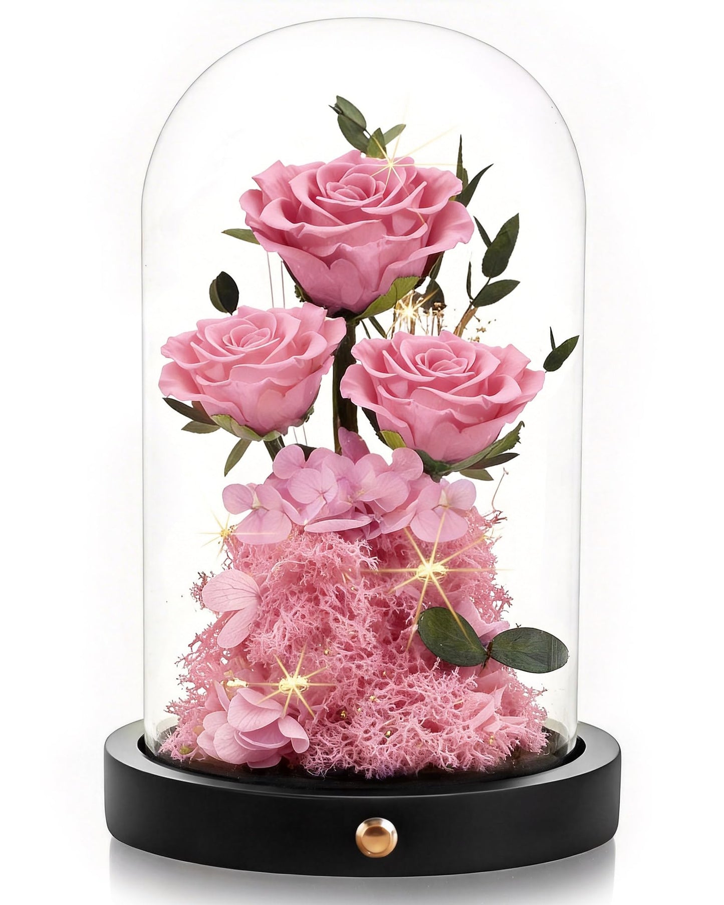 Agrul Birthday Gifts for Women Forever Preserved Flowers Roses in Glass Dome for Women Mom Wife Girlfriend Daughter Birthday Gifts/Pink Rose