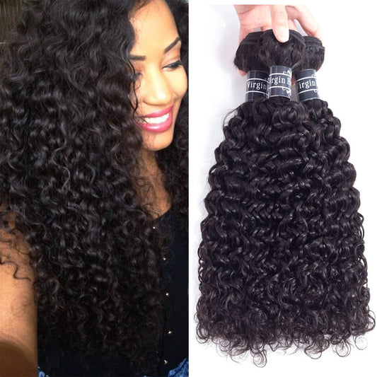 Amella Hair 8A Brazilian Curly Hair Weave 3 Bundles 14 16 18 inch 285g Brazilian Virgin Kinky Curly Human Hair Weave 100% Unprocessed Hair Weft Extensions Natural Black Color
