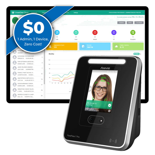 ANVIZ Time Clocks for Employees Small Business - FacePass 7 Pro Biometric Clock in and Out Machine - Face + RFID + Pin Punching in one, Support Door Access, Forever Free Cloud Software