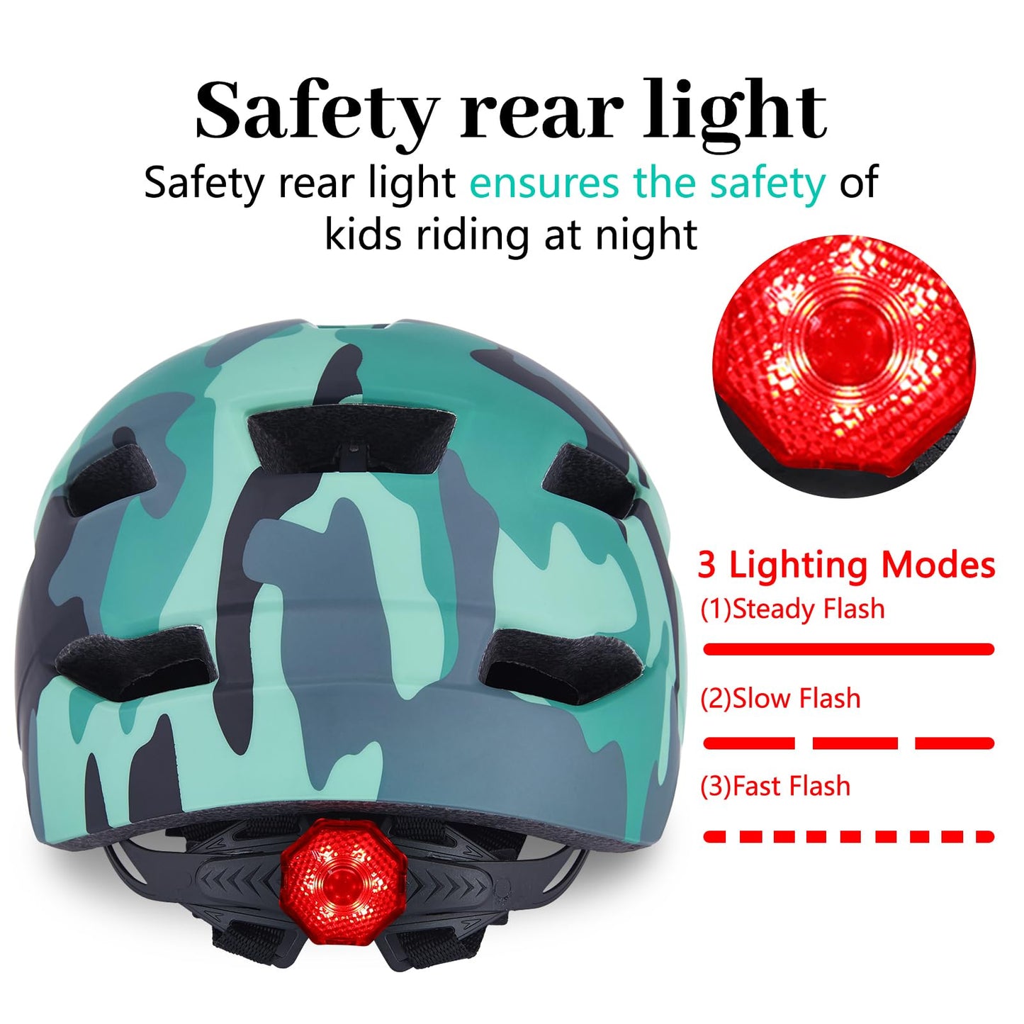 Bilaki Kids Bike Helmet, Youth Toddler Boys Girls Helmets, 2 Size Adjustable for Ages 2-3-5-8-14 Years, Child Helmet with Visor and LED Light, Lightweight Multi-Sport Bicycle Scooter Cycling Helmets