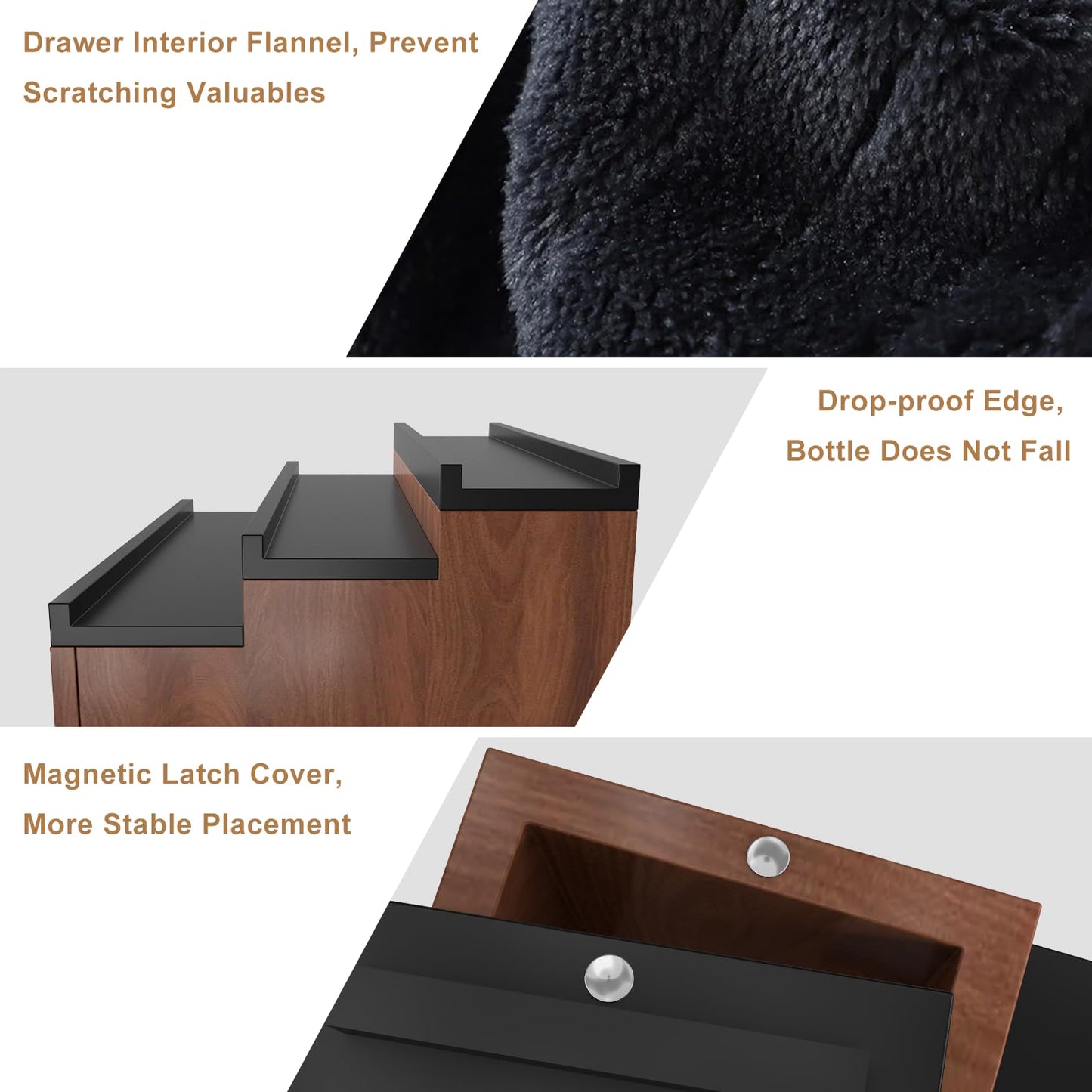 TIRYIUOU Cologne Organizer for Men, 3 Tier Wooden Cologne Stand for Men, Perfume Organizer Display, Cologne Shelf with Drawer and Hidden Compartment, Gift for Men