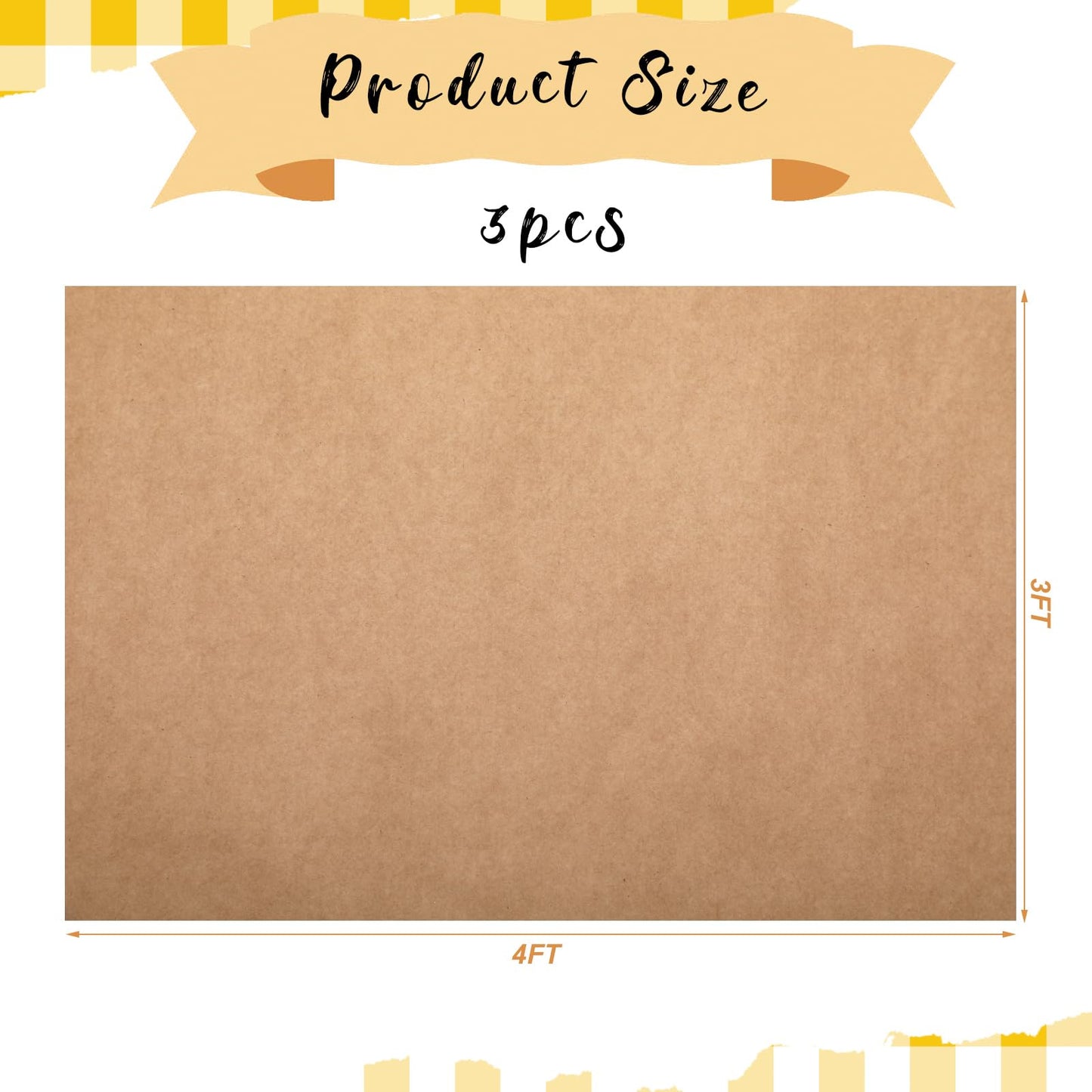 HunnmingRe 3 Pcs 3 x 4 Feet DIY Large Blank Brown Paper Banner 2026 Back to School Decoration Kraft Paint Paper for Classroom Display Wall Signs Birthday Wedding Summer Party Decor