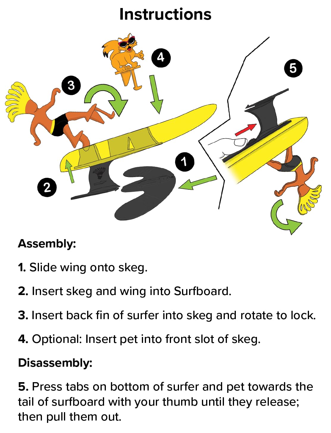 Surfer Dudes Legends & Surfer Pets Wave Powered Mini-Surfer, Pet and Surfboard Beach Toy - Supertubes Samantha and Swell