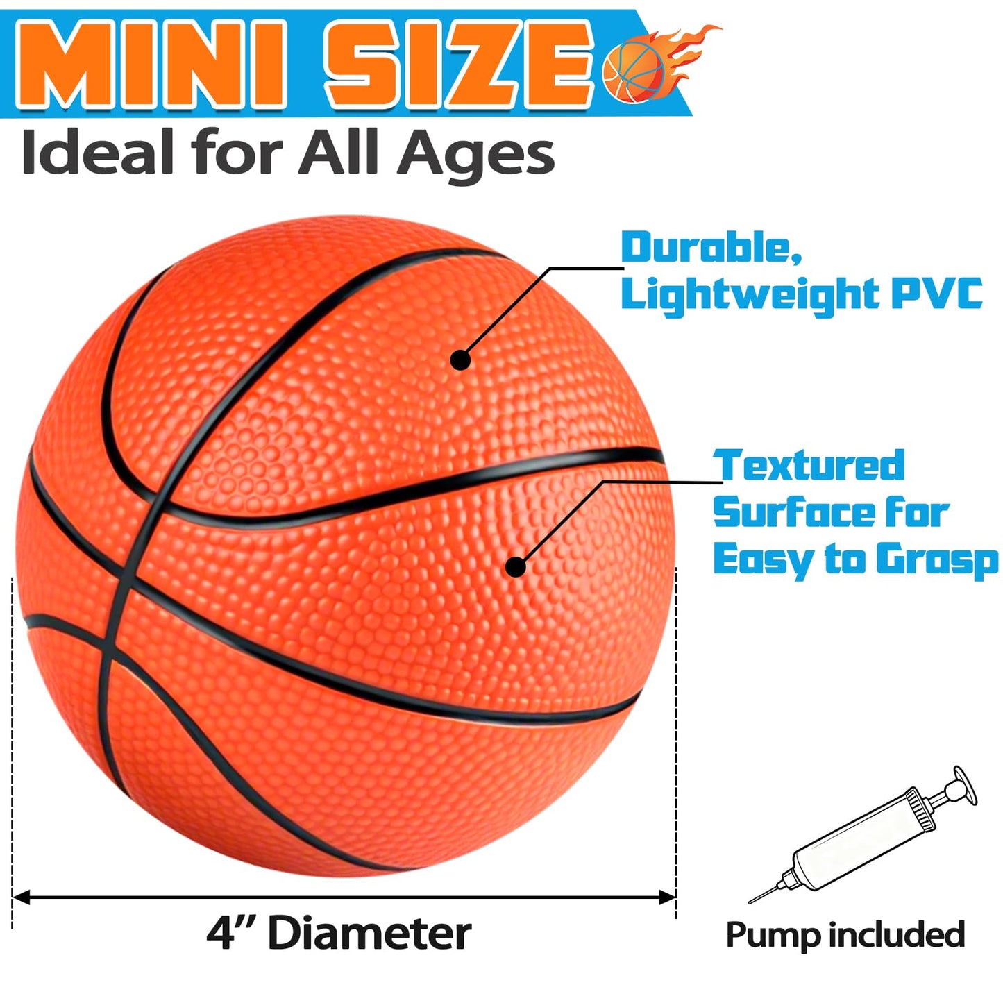Hymaz 24 Pcs Mini Basketballs 4 inch Basketball with Ball Pump for Indoor and Outdoor Basketball Hoop,Party Favors Balls Playground Games Sport Toys Ball for Kids Adults