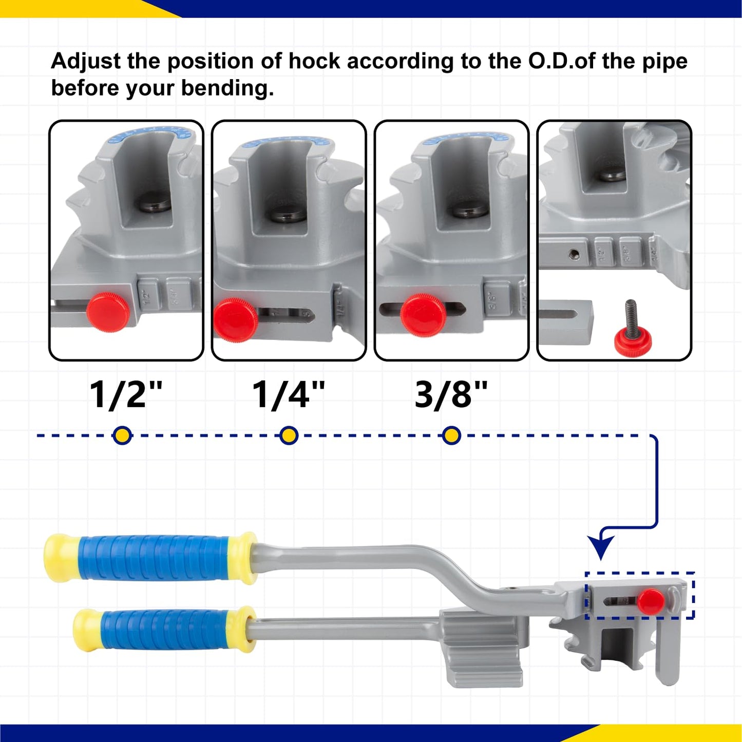 Wostore Tubing Bender 3 in 1 Tube Bender 180° For Tubing 1/4",3/8", 1/2", Bending Copper, Aluminium, Soft Thin Stainless Tubes For HVAC