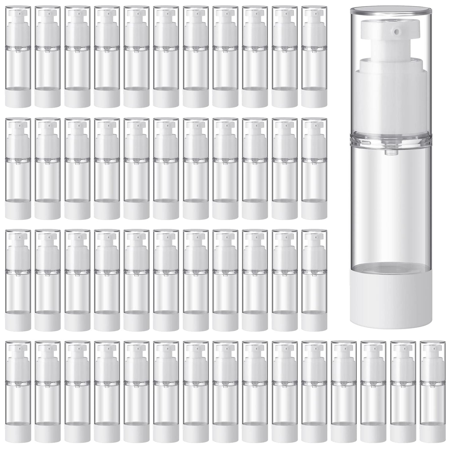 Sabary 60 Pcs Clear Airless Pump Bottles Refillable Cosmetic Travel Size Dispenser Vacuum Plastic Travel Bottles Empty Lotion Pump Dispenser Liquid Toiletry Travel Container(1 oz)