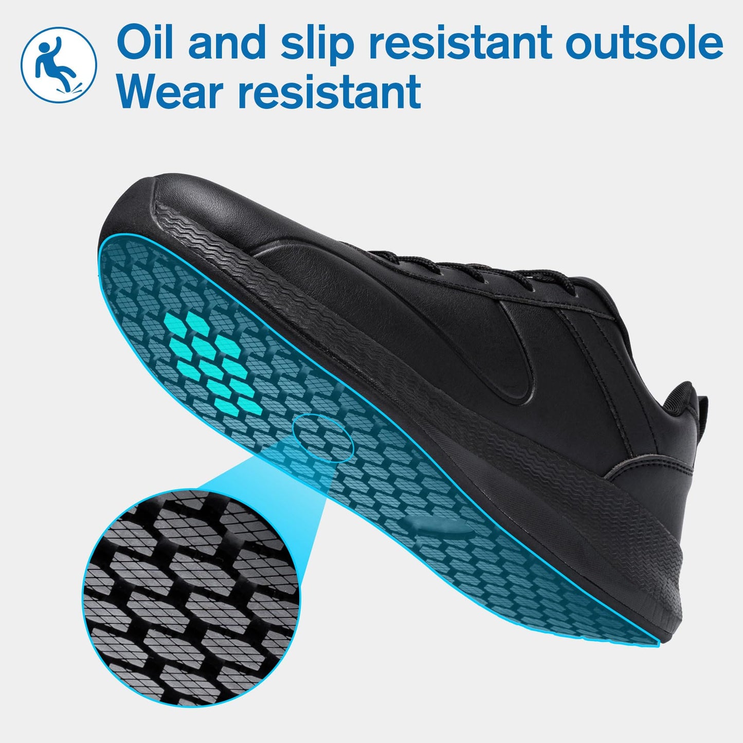 Taquco Non Slip Work Shoes for Women Food Service Lightweight Waterproof Kitchen Chef Shoe Restaurant Walking Sneakers Nursing Slip Resistant Footwear (Black,7)