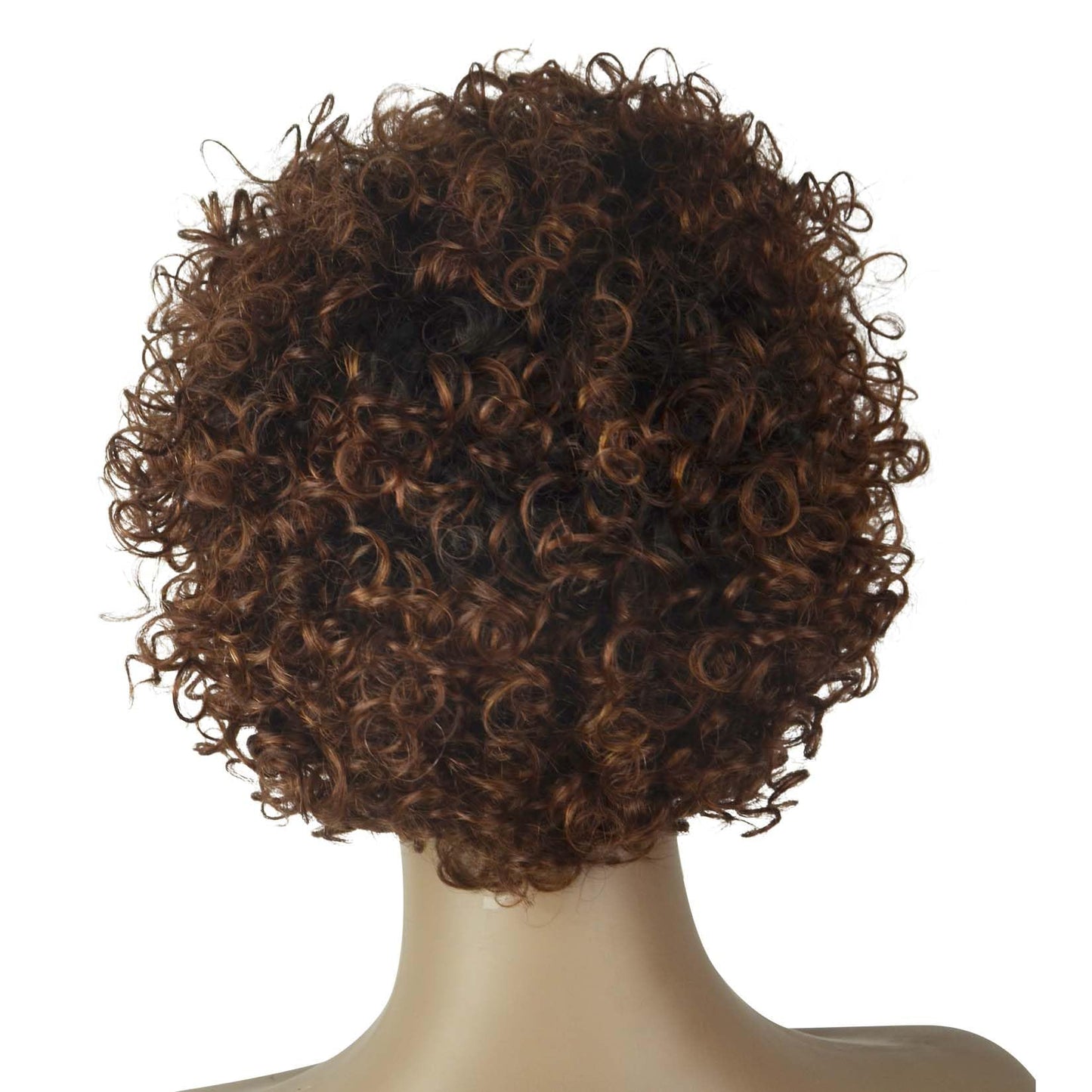 Short Human Hair Wig for Women of Color - Black to Ombre Brown Curls with Bangs - Non-Slip & Easy to Wear
