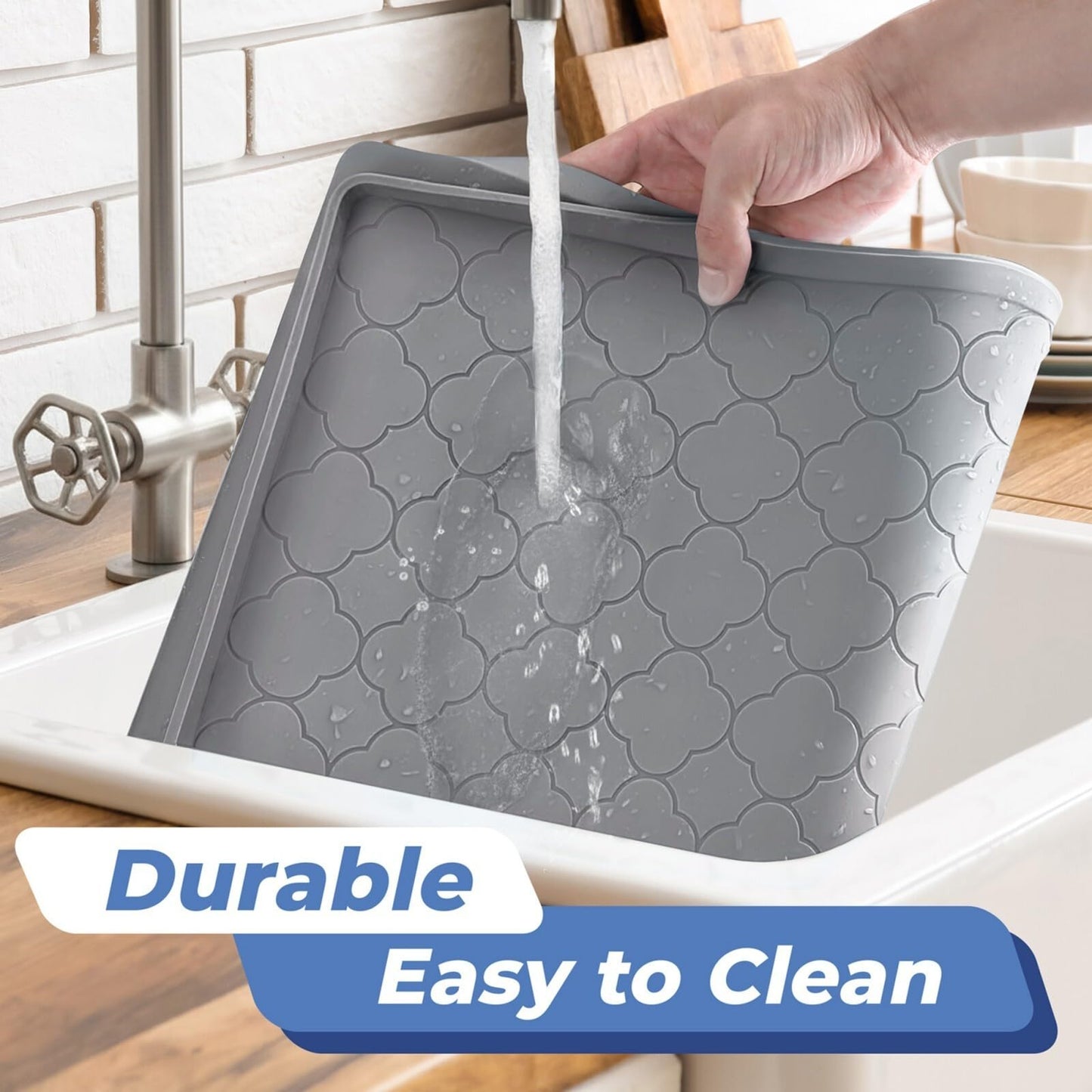 Jin&Bao Waterproof Under Sink Mat 40" x 22", Thick Silicone Mat Cabinet Protector for Kitchen and Bathroom, Shelf Liner, Home Organizer and Storage, Multipurpose Tray for Gadgets and Essentials