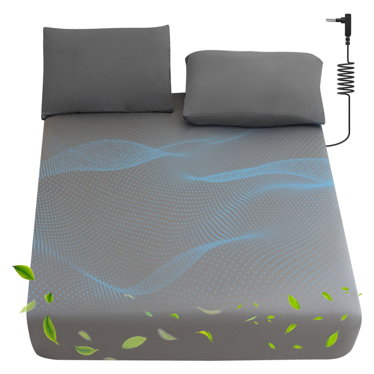 Jessrydo Grounding Sheets King Size 90% Organic Cotton + 10% Pure Silver 16" Deep Pocket Fitted Sheet King Earth Connecting Grounded Bed Sheet for Improved Sleep & Wellness (Gray, King)