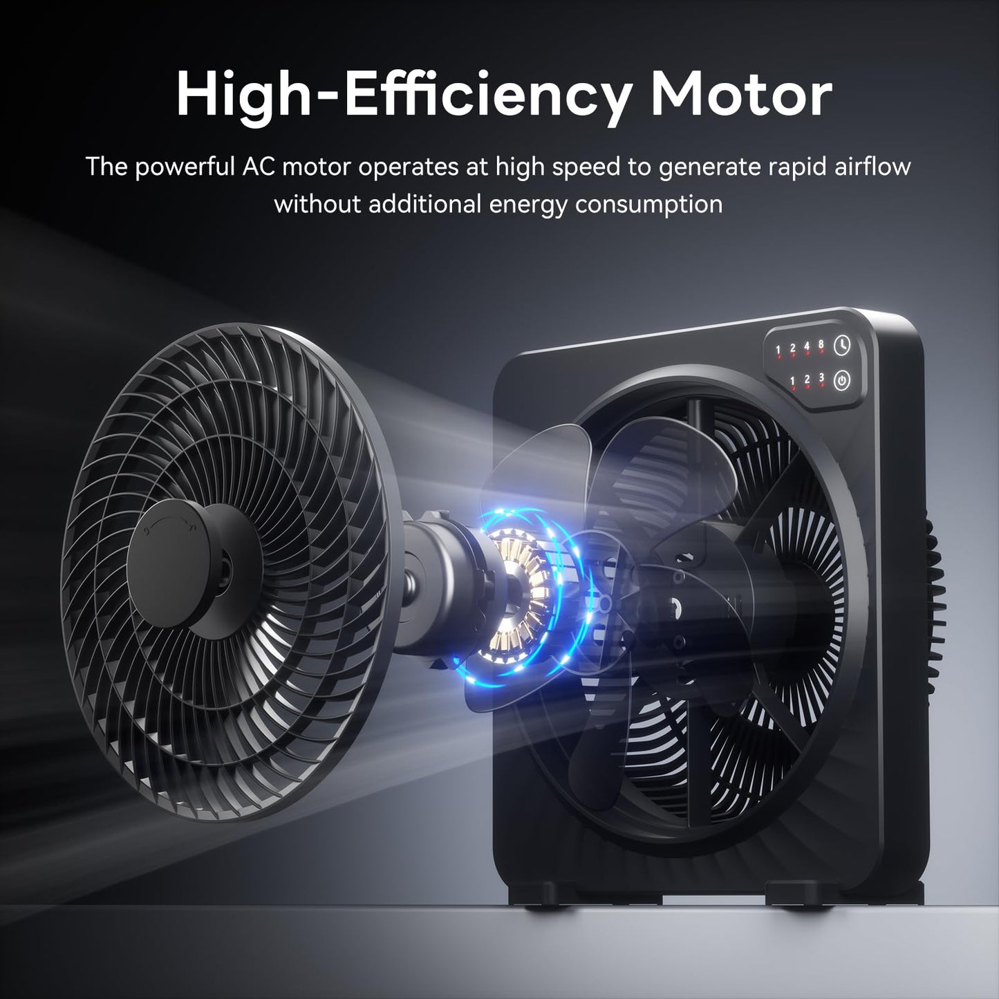 PNTCK 13" Quiet Desk Fan with 3 Speeds, 5 Blades, Powerful Box Fan with Convenient Touch Control, 15h Timer, Portable Cooling Fan Table Fan for Bedroom Home, Office, Kitchen