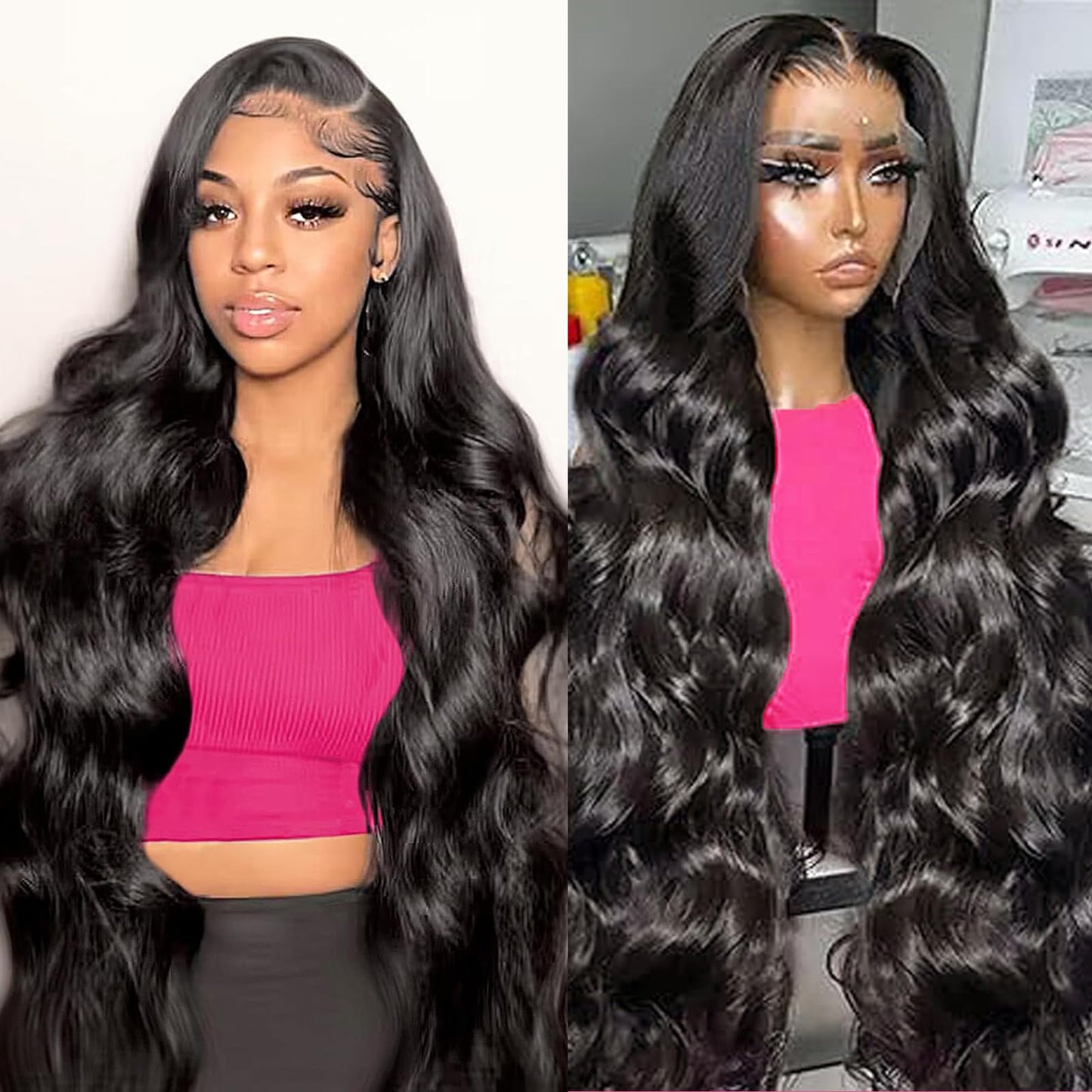 Zlzlblbl 13x6 Lace Front Wigs Human Hair Pre Plucked 210 Density Body Wave HD Lace Front Wigs for Women Human Hair Glueless (Natural Color Body Wave Wig, 24 Inch)