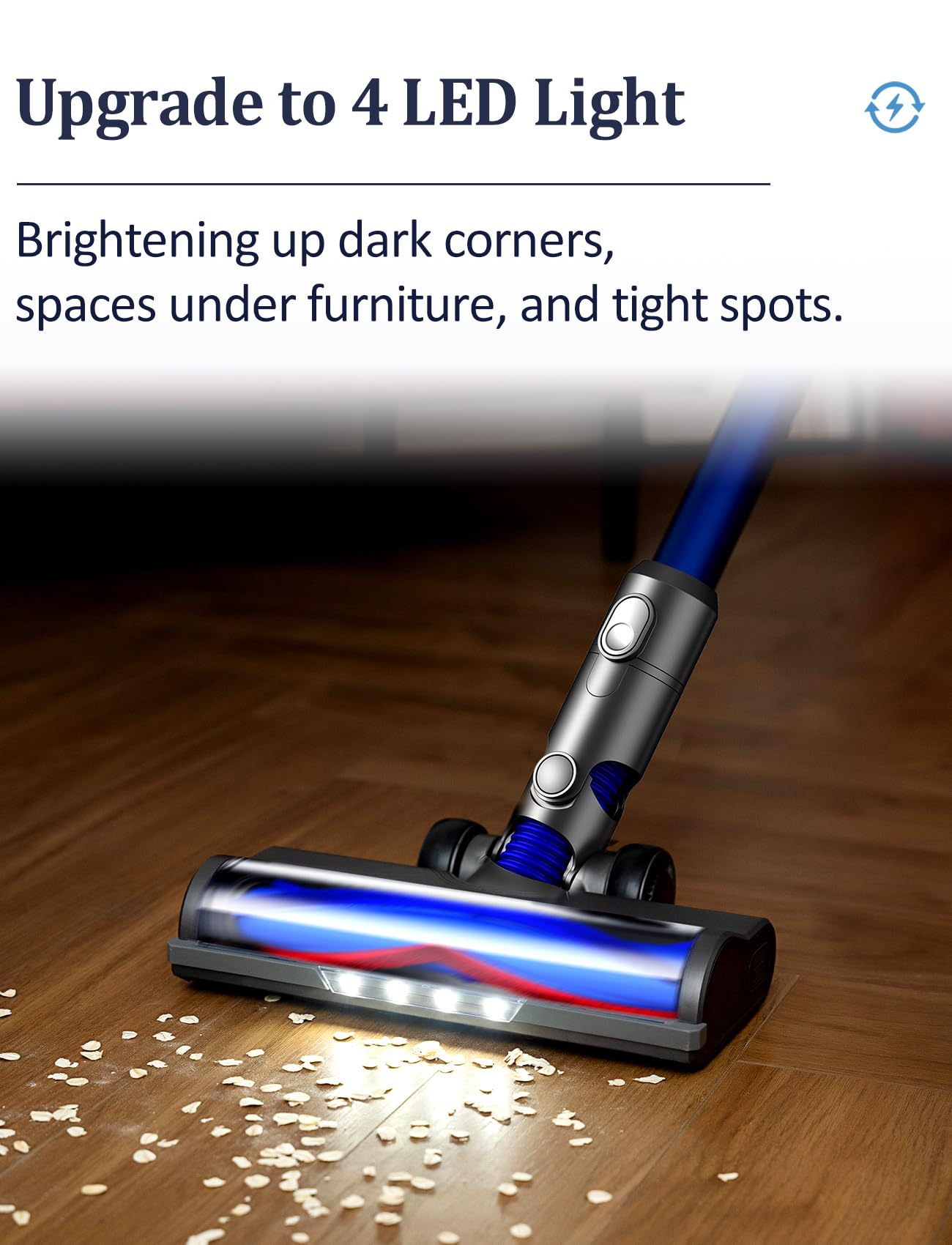 Vacuum Attachments for Dyson V6 Cleaners, Brush Motorhead Head with LED Lights for Hardwood Floor and Carpet, V Shape Bristle Roller Replacement Parts for DC59 DC61 DC62 DC74