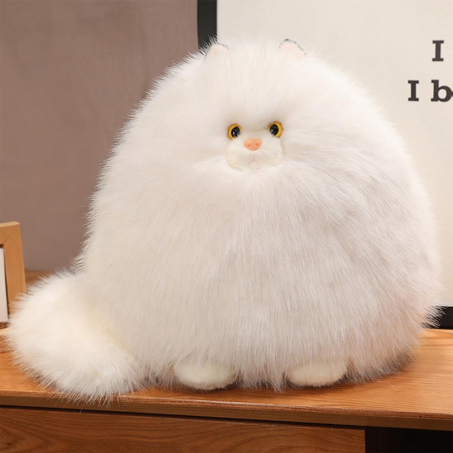 PEACH CAT Persian Cat Stuffed Animal 11.8" Fat Kitten Plush Cute Plushies Toys Gifts for Kids White