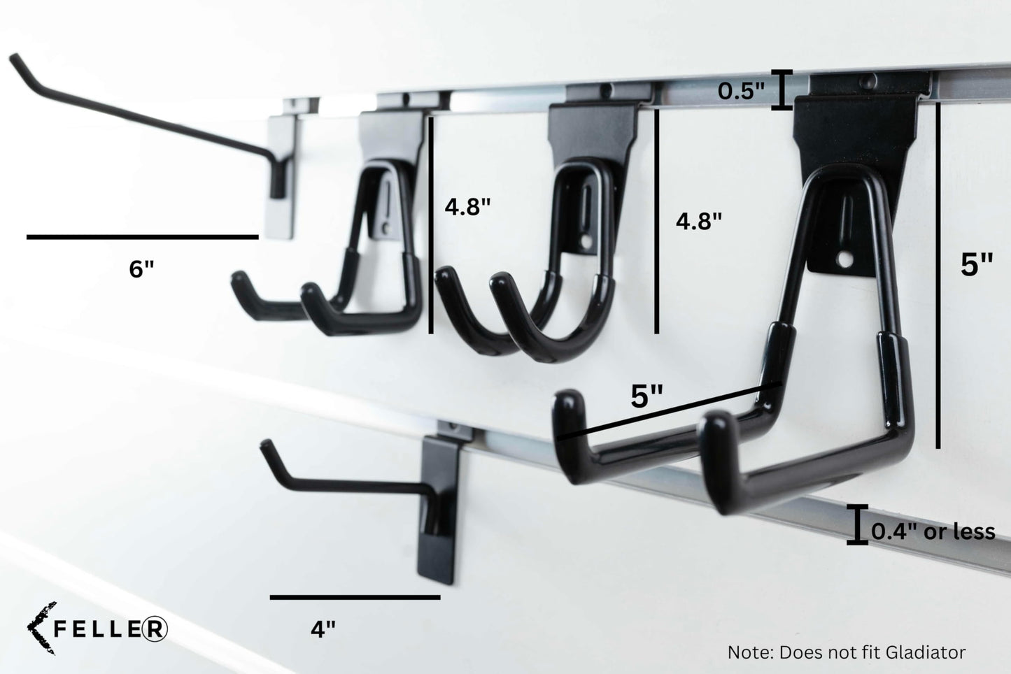 FELLER Slatwall Hooks Heavy Duty - Premium 20 Pack for Proslat & Slatwall Accessories - Durable Double & Single Slat Wall Hooks with 4X Toughness and Rubber Grip