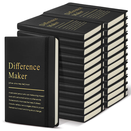 Chiisong 24 Pcs Employee Appreciation Gifts A6 Small Leather Journals Bulk Inspirational Different Maker Notebook Thank You Gift for Women Leadership Coworker Team Staff Christmas (Black)