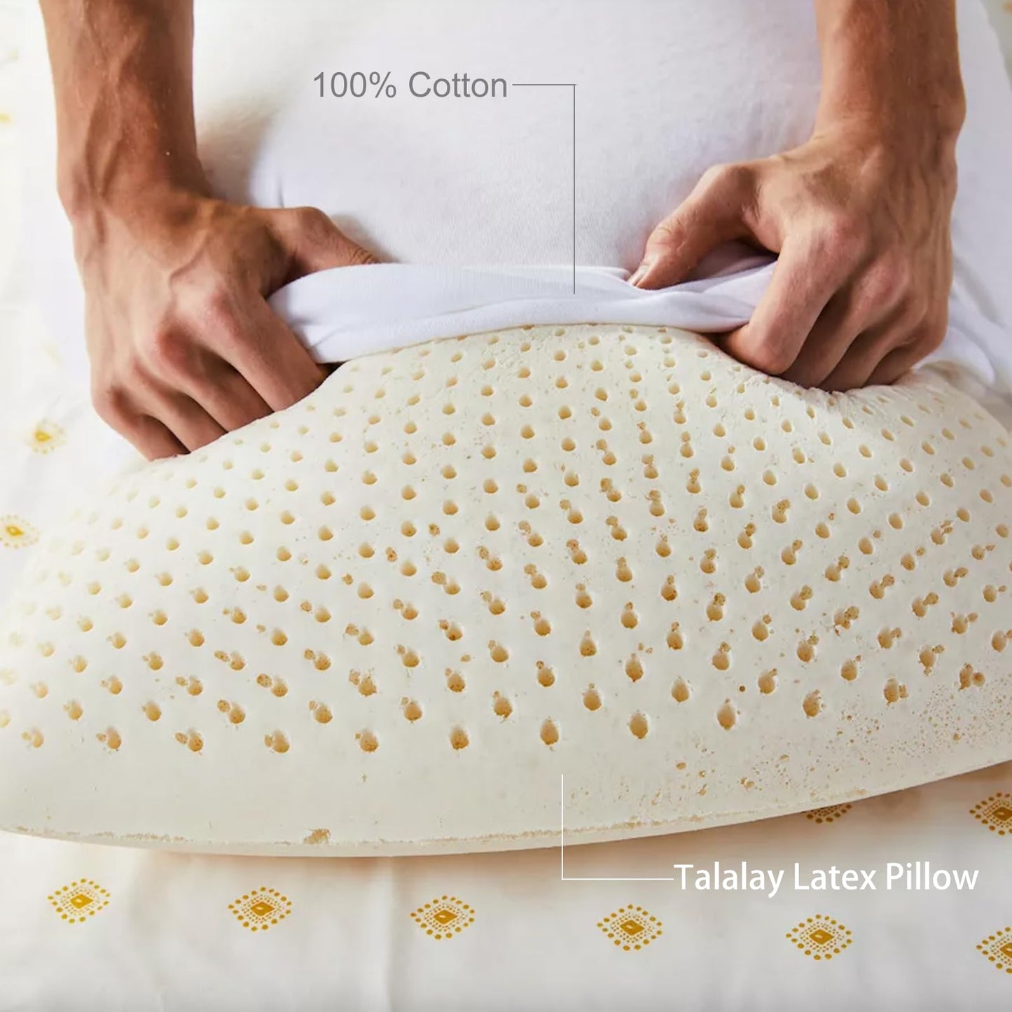 ECQOLRA DOHPAOOK 100% Natural Talalay Latex Pillow, Luxury Support Sleeping Bed Pillow for Side, Back, and Stomach Sleepers, Removable Breathable Cotton Cover, Standard (Mid Loft)