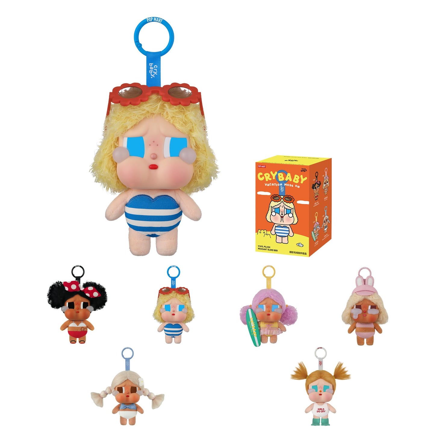 POP MART Crybaby Vacation Mode On Series-Vinyl Plush Pendant Blind Box, Collectible Toys, Holiday Birthday Gifts for Girls and Boys, Single Box