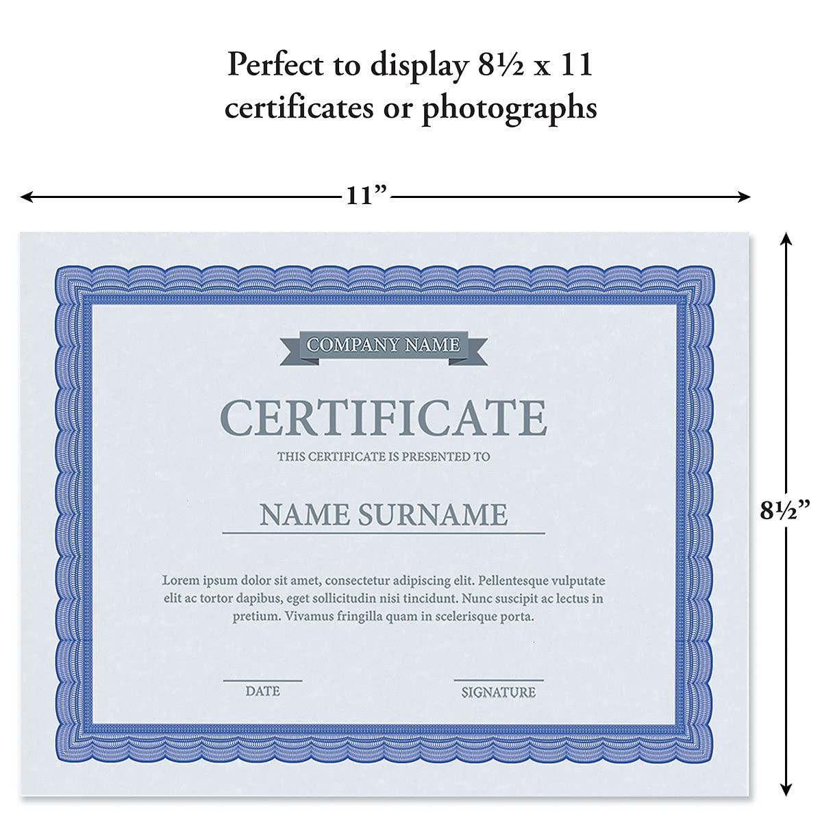 Fine Stationery Black Marble Award Plaque - Slide-In 8.5x11 Certificate or Diploma, Wall Frame