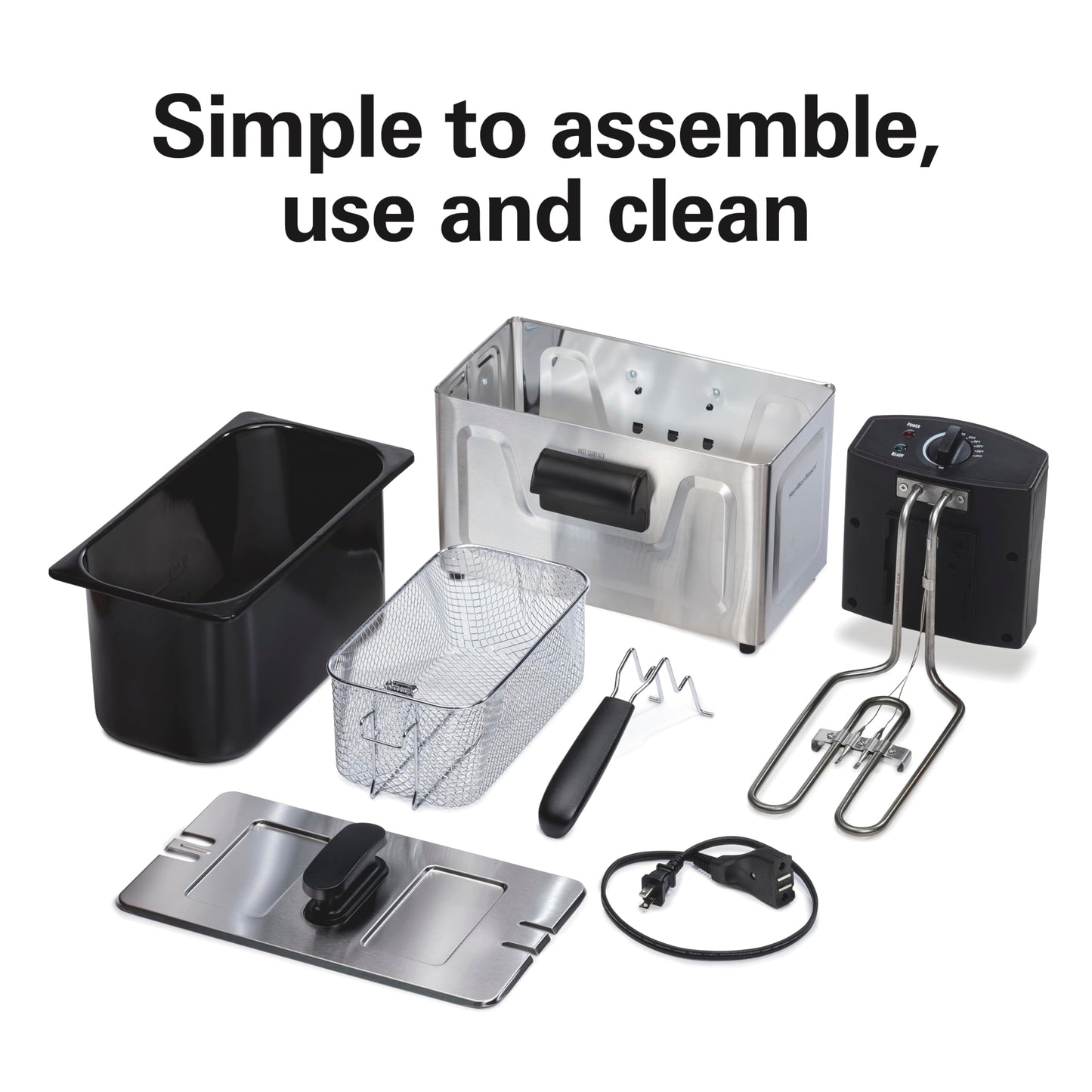 Hamilton Beach Family Style Electric Deep Fryer, Includes Frying Basket with Hooks, 1500 Watts, Easy Detach Magnetic Cord, 3 Liter / 12 Cup Oil Capacity, Stainless Steel (35220G)