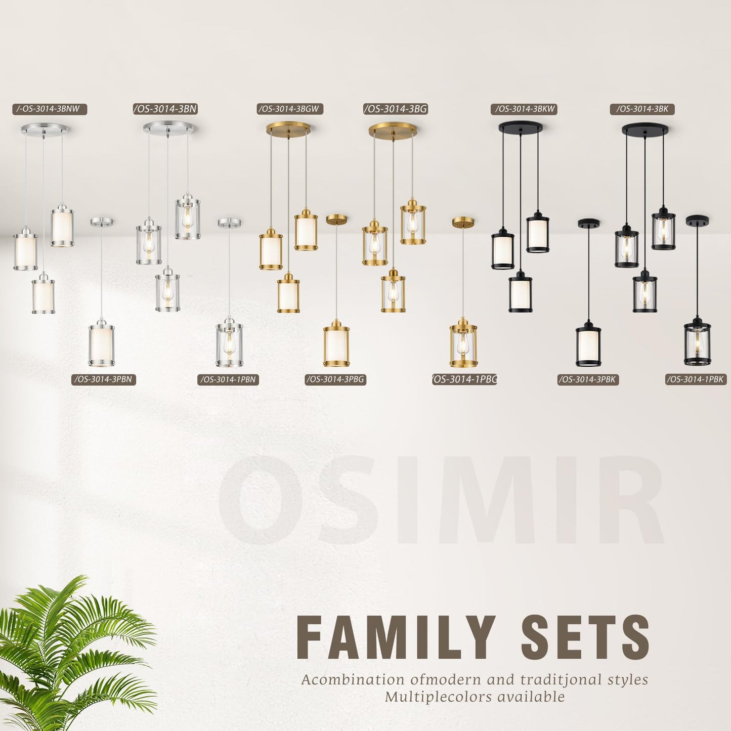 Osimir 3-Light Pendant Lighting, Brushed Gold Dining Room Chandelier Light Fixture Over Table with Clear Glass, Modern Cluster Hanging Lights for Kitchen Island Sink, OS-3014-3BG