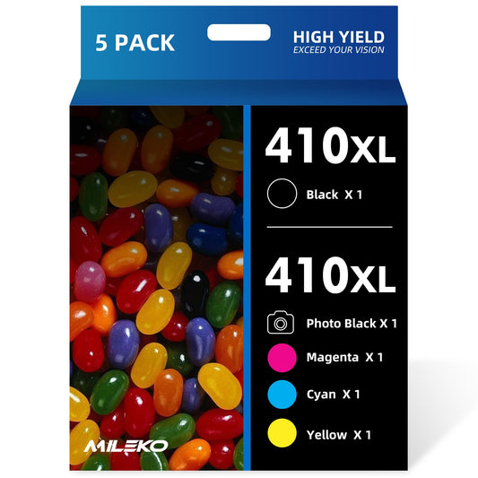 5 Pack 410XL Ink Cartridges for Epson 410 Ink Cartridges Combo Pack Remanufactured for Epson 410XL Works with Epson Expression XP-830 XP-7100 XP-640 XP-530 (Black, Cyan, Magenta, Yellow, Photo Black)