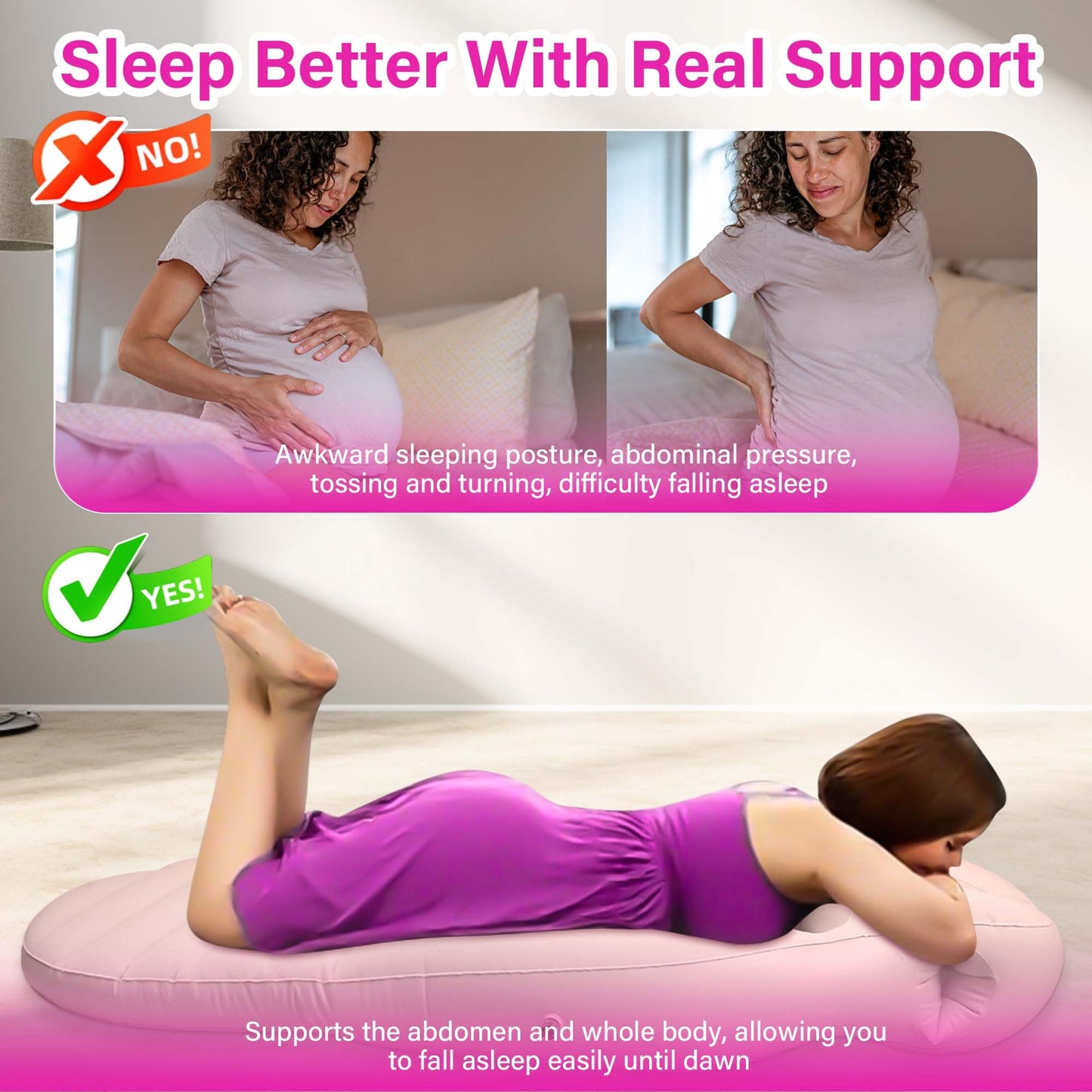 KSFJEU Inflatable Pregnancy Pillow with Belly & Face Opening,Full Body Maternity Airbed for Stomach Sleeping,Portable Prone Support Bed for Expecting Moms,Portable & Includes Electric Pump Gray