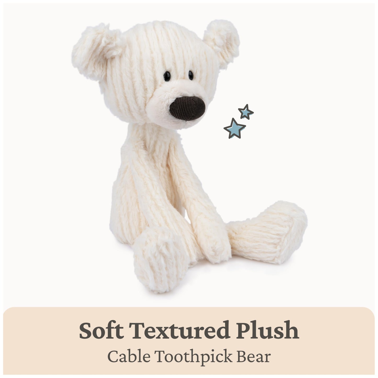 GUND Toothpick Cable, Teddy Bear Stuffed Animal for Ages 1 and Up, Cream/Offwhite, 15