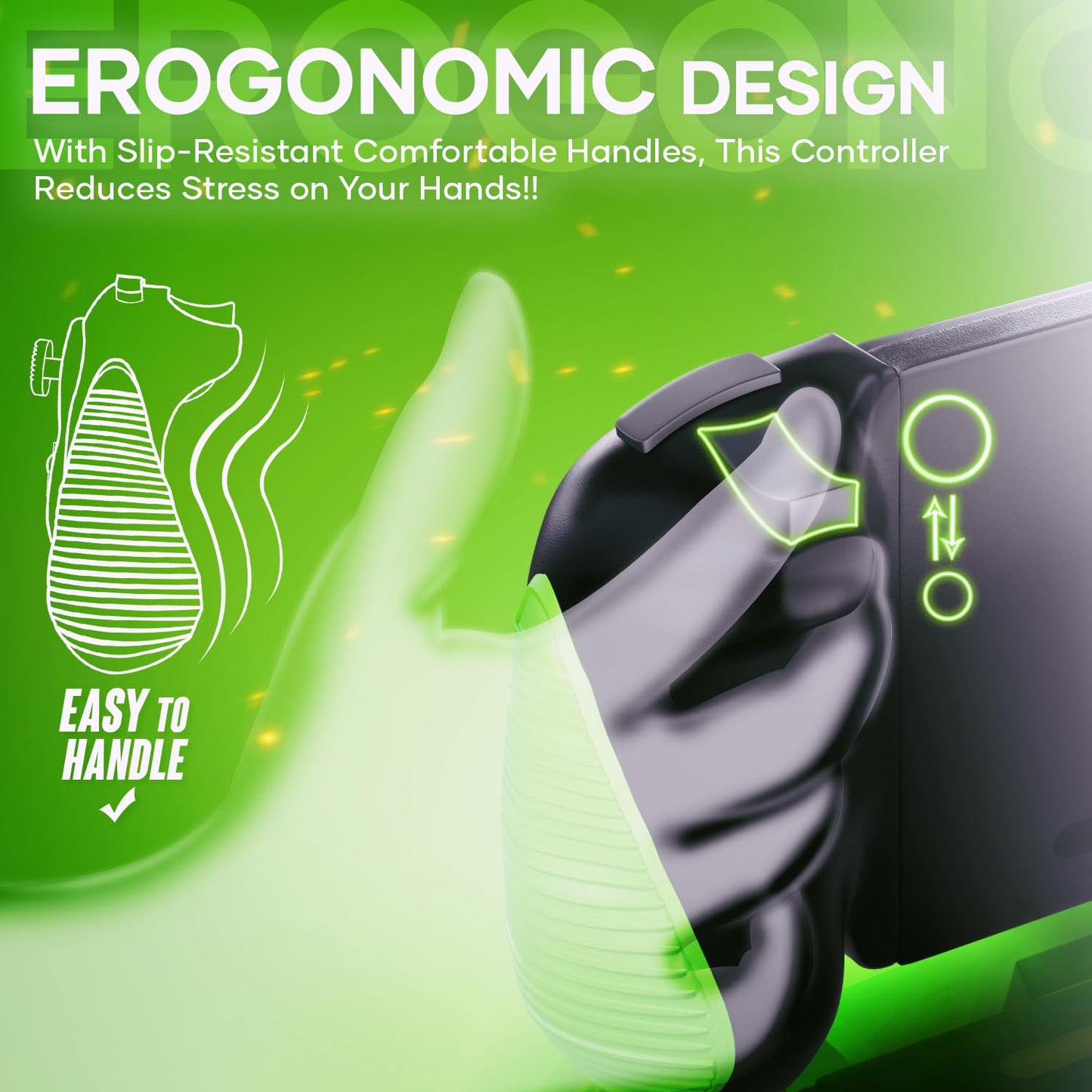 Hawksbill Nintendo Switch & OLED Compatible Handheld Controller, Plug and Play, Charging, Turbo and Auto Function