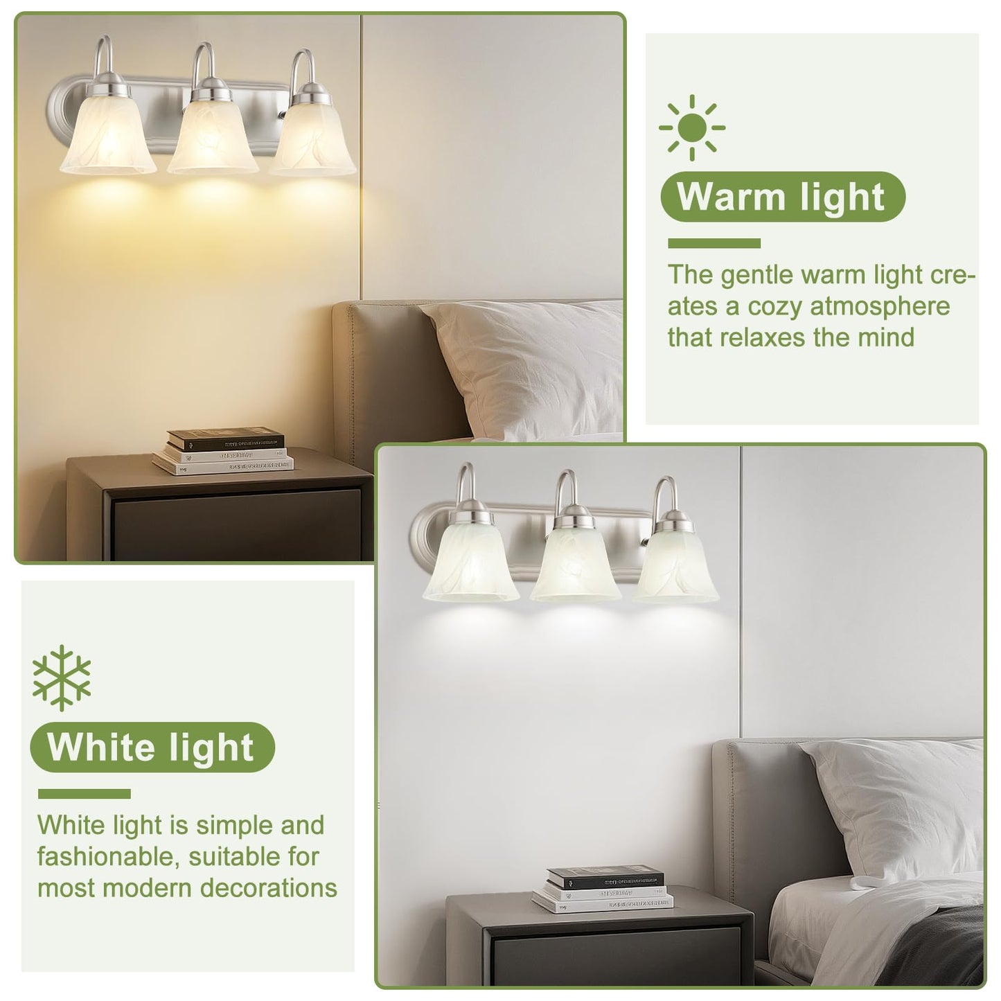 3 Light Bathroom Vanity Lights, Bathroom Light Fixtures Over Mirror, Modern Lighting Fixtures Brushed Nickel Wall Lamp Vanity Lights Apply for Mirror Living Room Cabinet Bedroom, Bulb Not Included