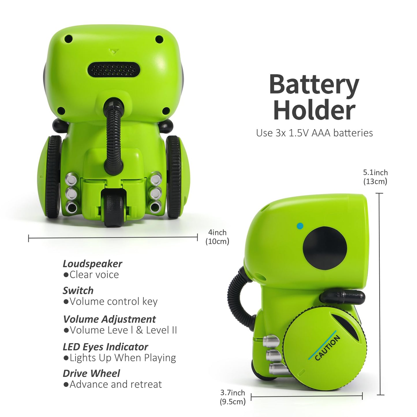 GILOBABY Interactive Talking Robot for Boys, Smart Toy with Touch Control, Playback Mode, Dancing, Singing, Educational Gift for 3-7 Year Old Kids (Green)
